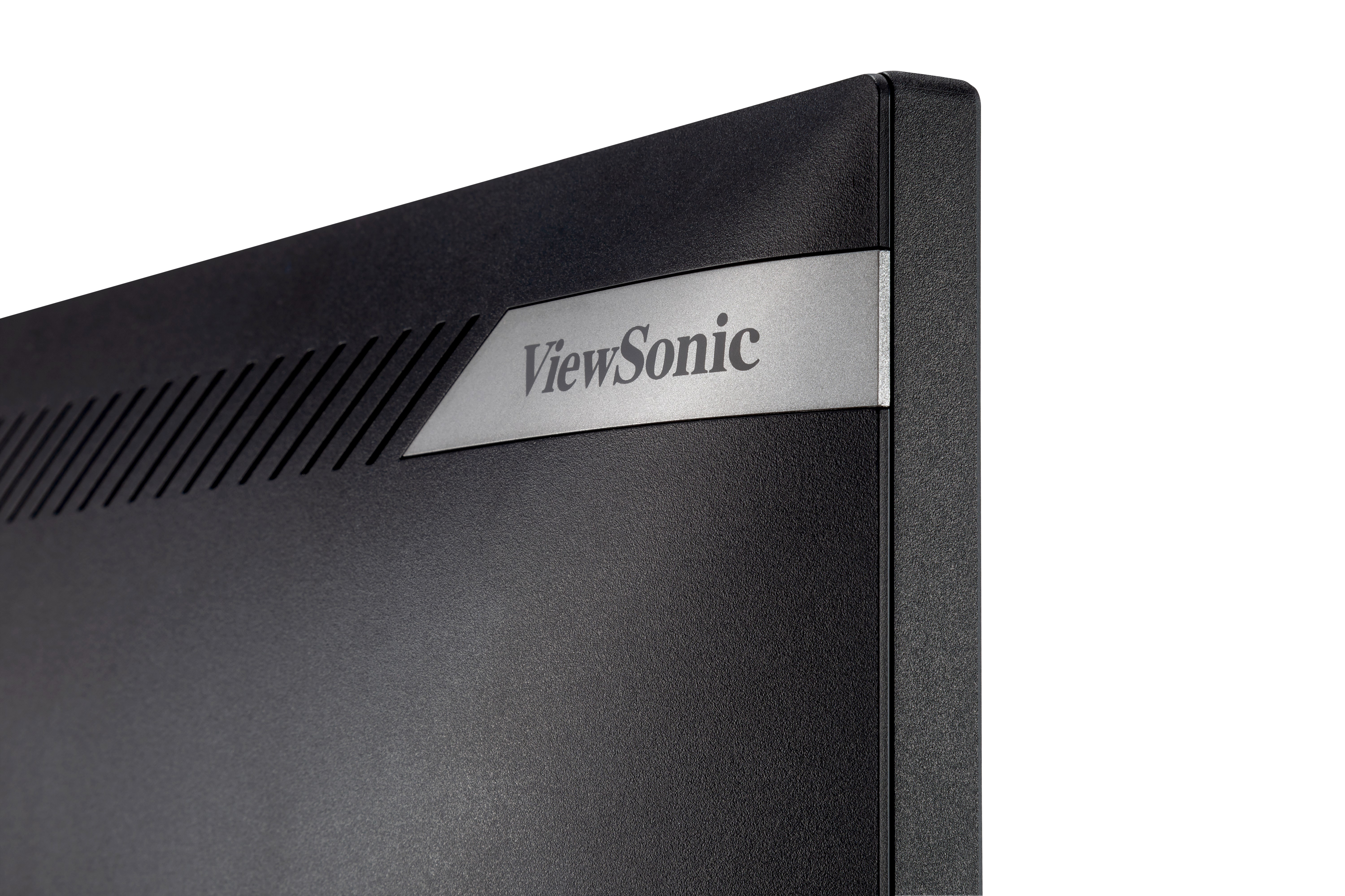 ViewSonic logosu olan siyah bir TV'nin sol üst köşesinin yakın çekimi.