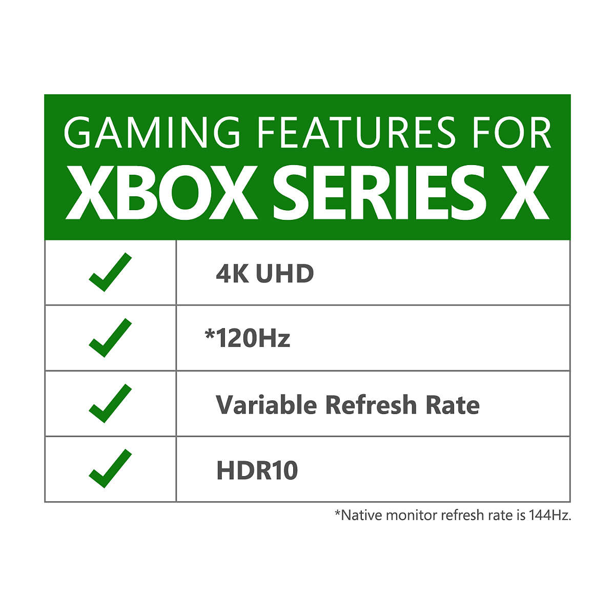 Un elenco di funzionalità di gioco per Xbox Series X, tra cui 4K UHD e HDR10.