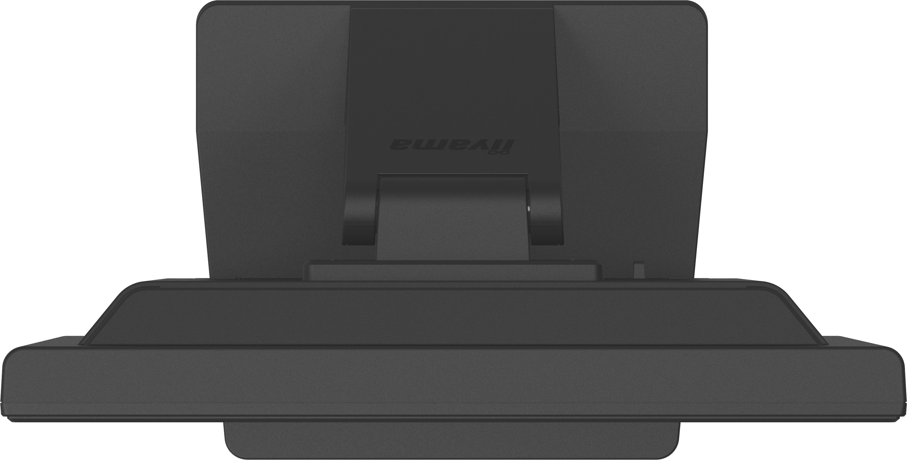 Widok z góry na czarny monitor z widocznym logo 'iiyama'.