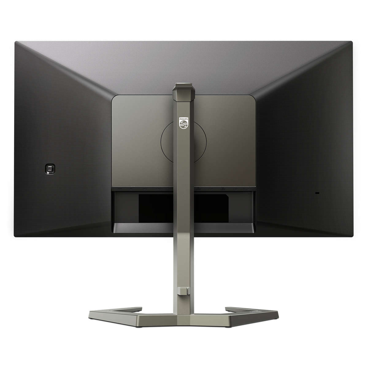 Retro di un monitor con logo Philips e supporto.