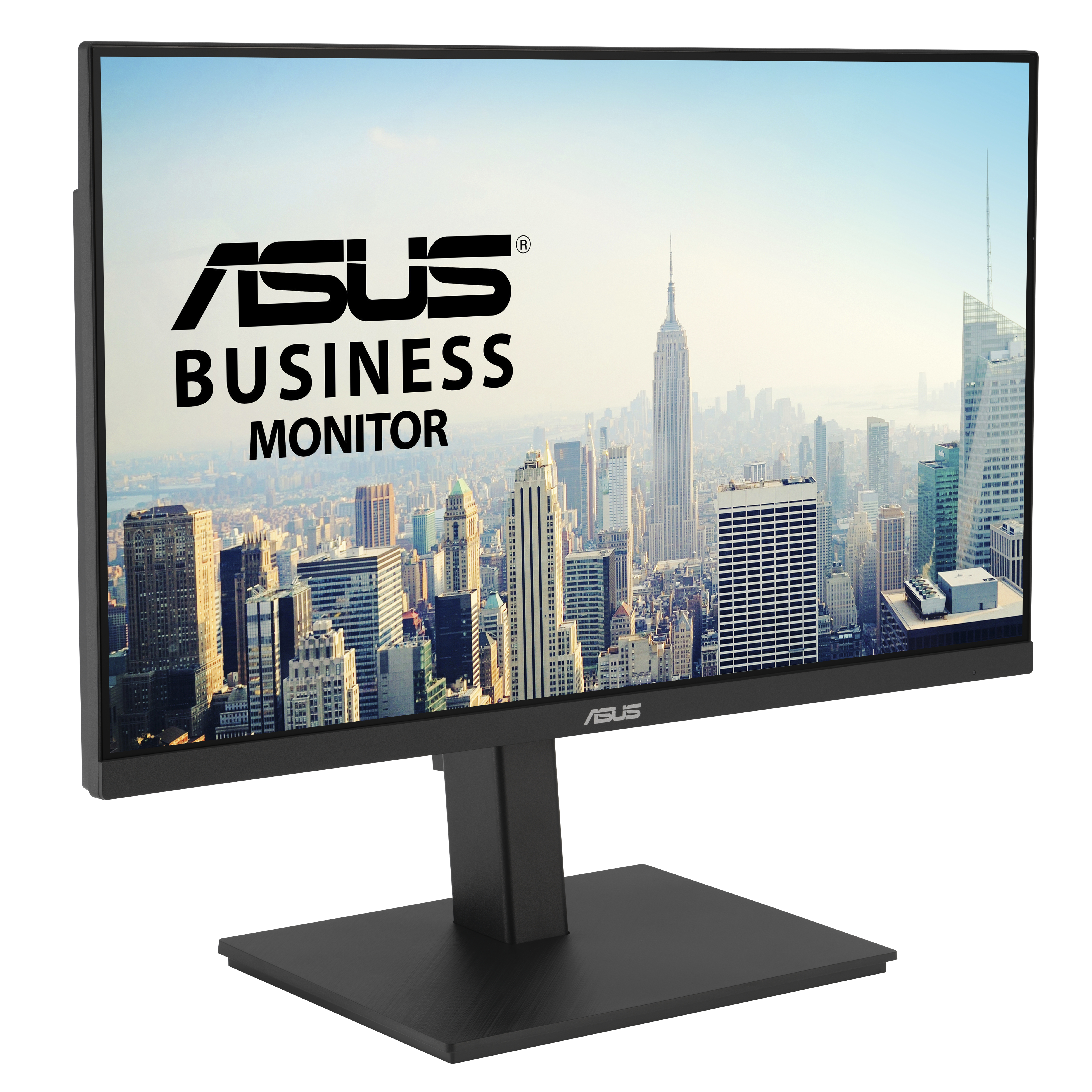 ASUS business monitor showing a city skyline.