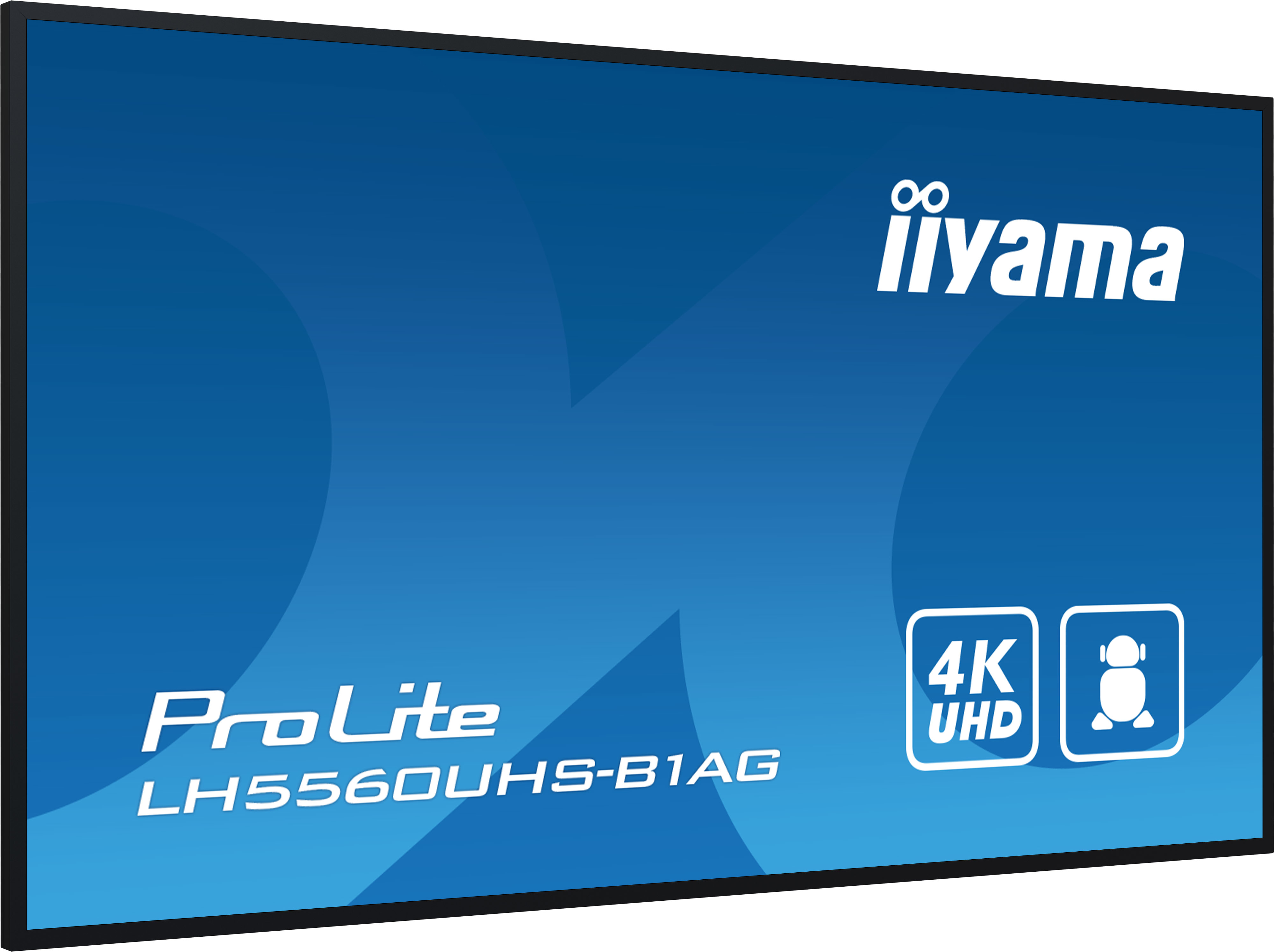 Een grote computermonitor met het iiyama-logo en tekst erop.