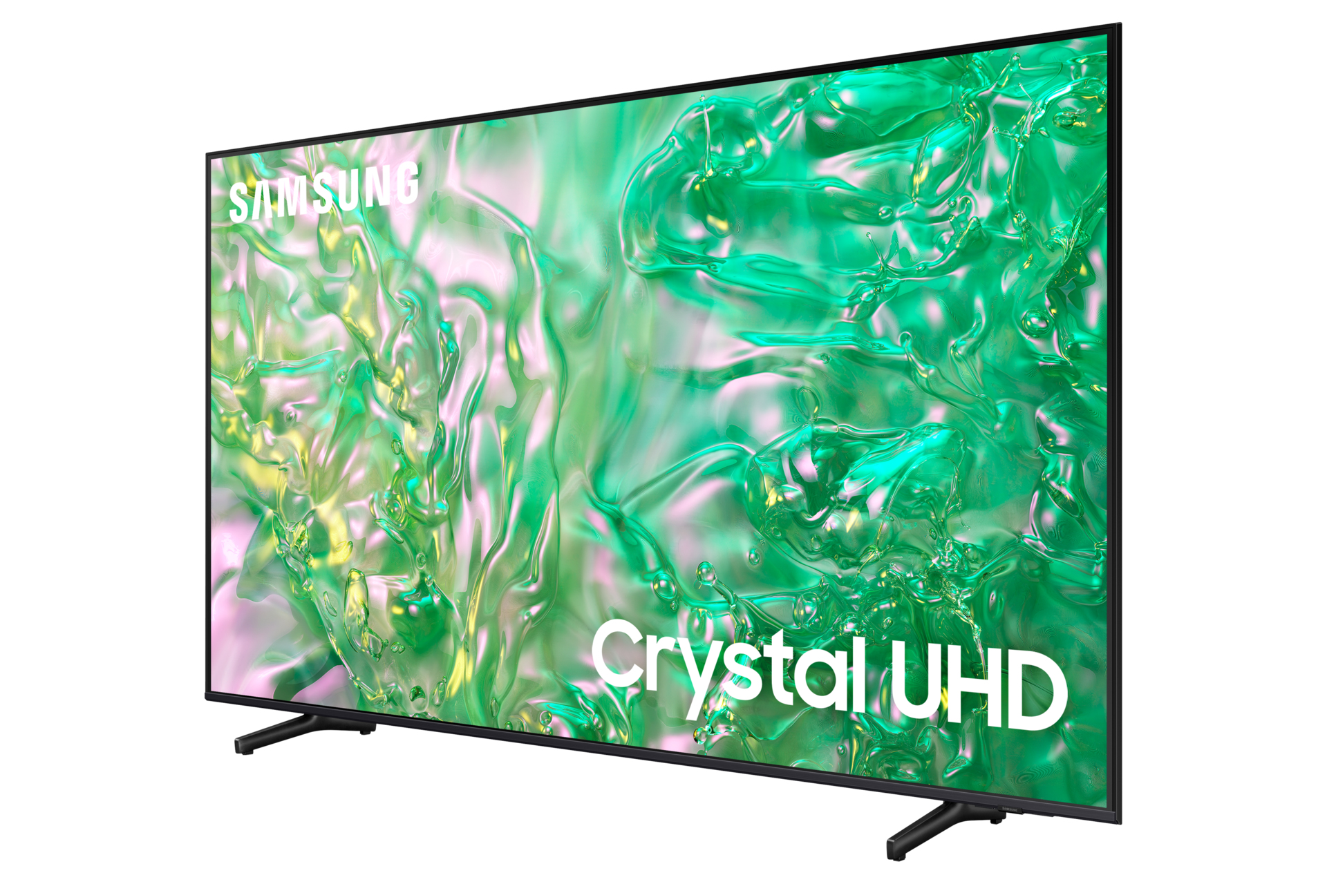 Une télévision Samsung Crystal UHD sur fond blanc.