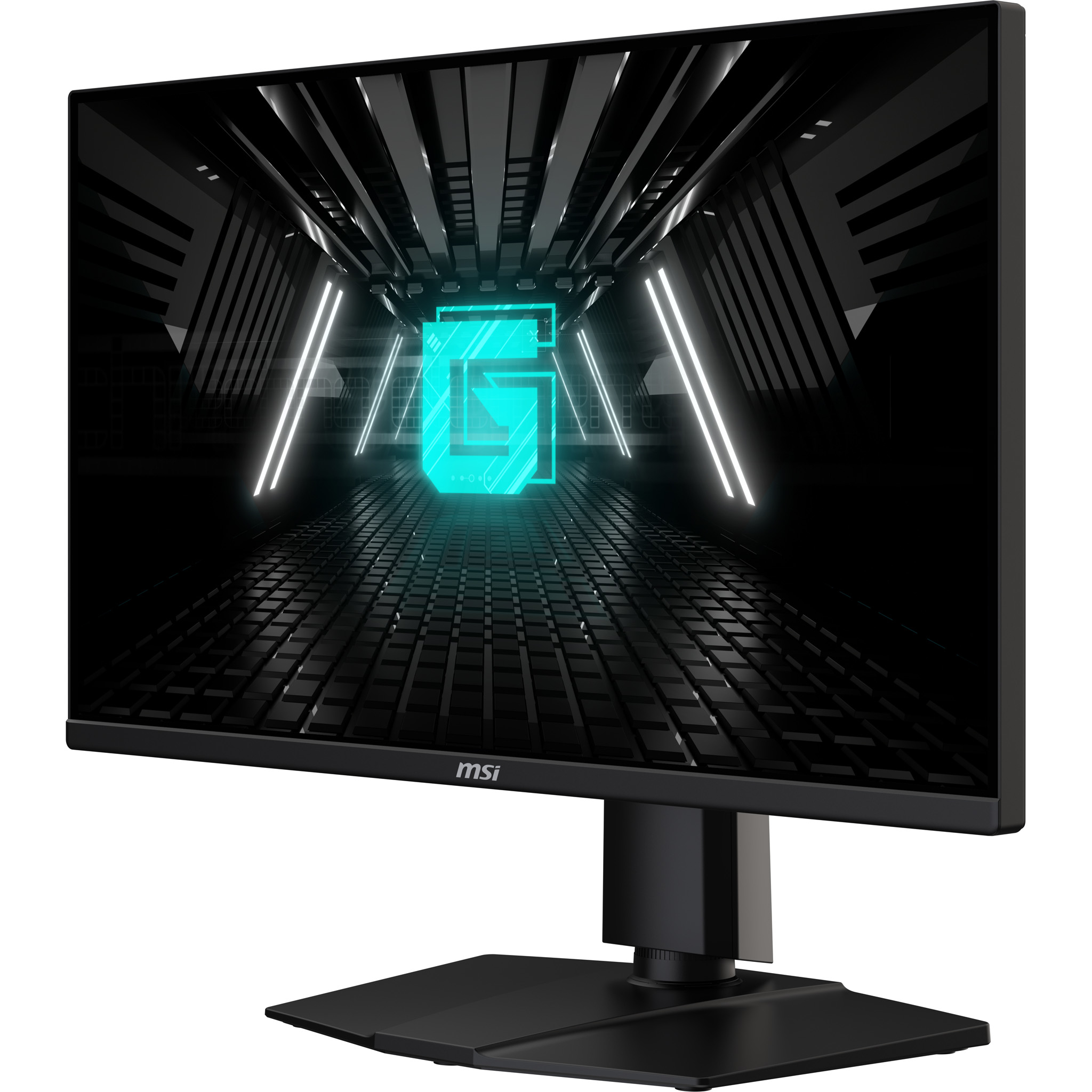 Monitor MSI z interfejsem do gier z dużą literą G na środku.