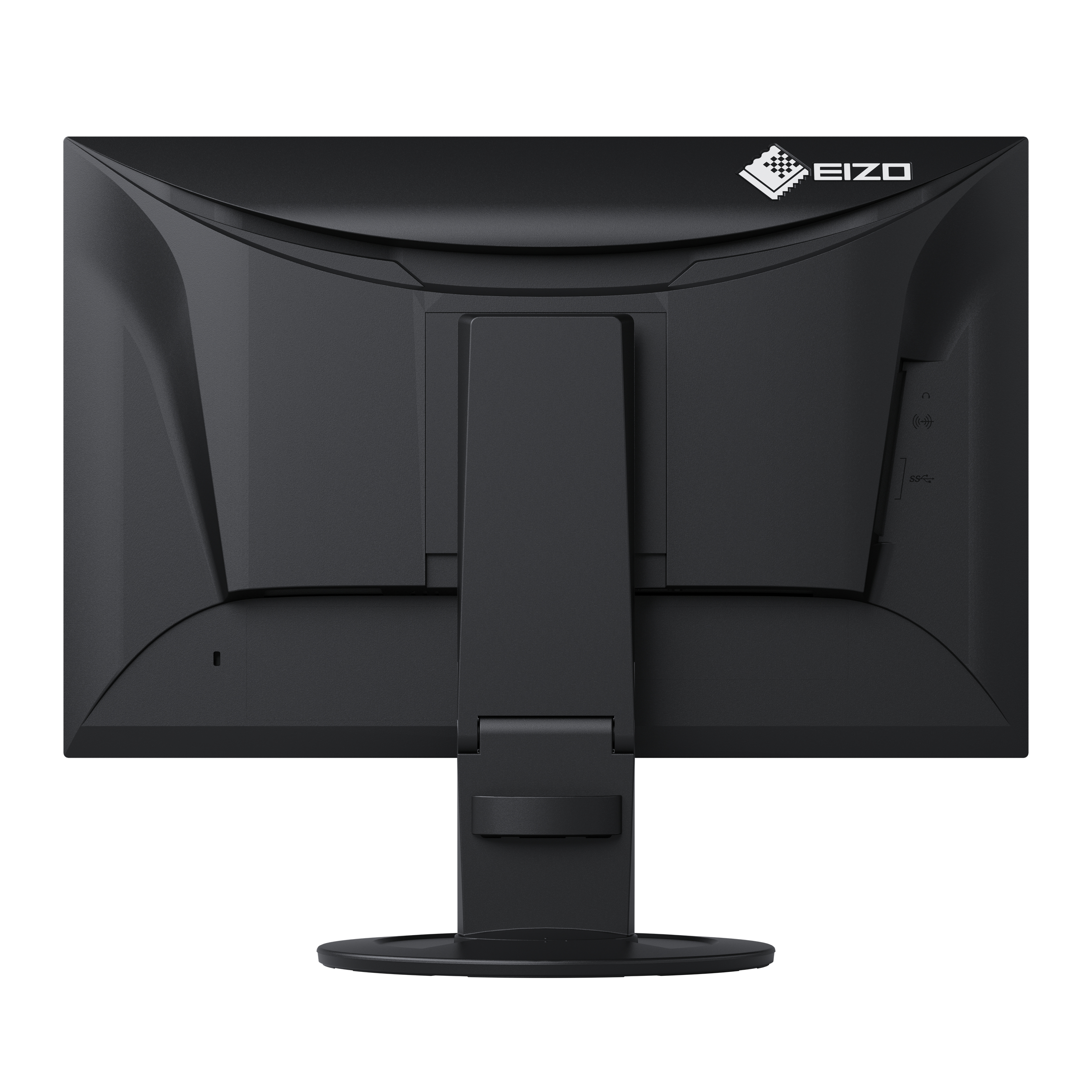 Ein gekrümmter Monitor, Draufsicht, zeigt eine Spielszene mit einer Frau.