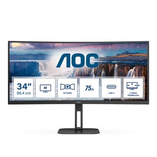 AOC Value-line CU34V5C/BK 34 Zoll UWQHD Monitor (1 ms Reaktionszeit , 100 Hz , 100 Hz nativ)