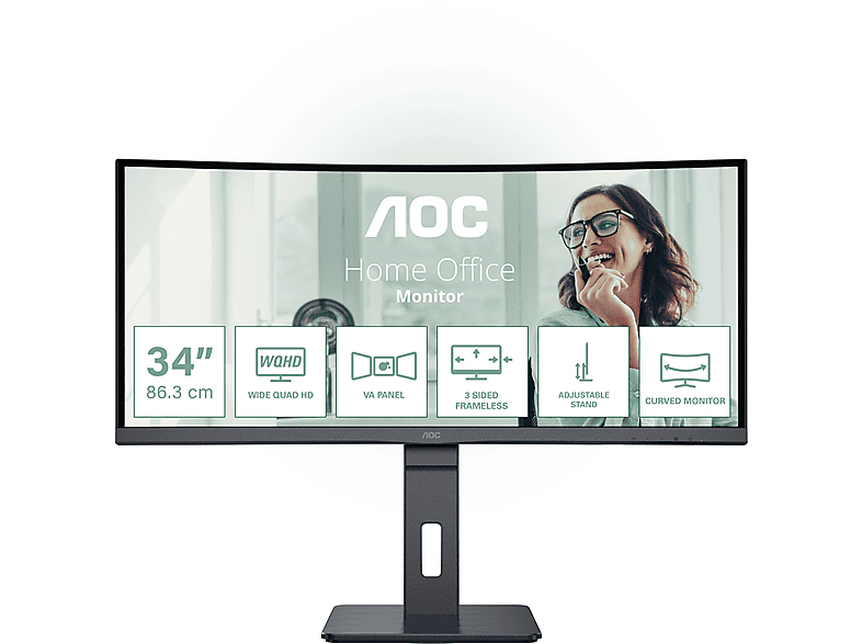 AOC 785300187742 34 Zoll UWQHD Monitor (4 ms Reaktionszeit , 100 Hz , 100 Hz nativ)