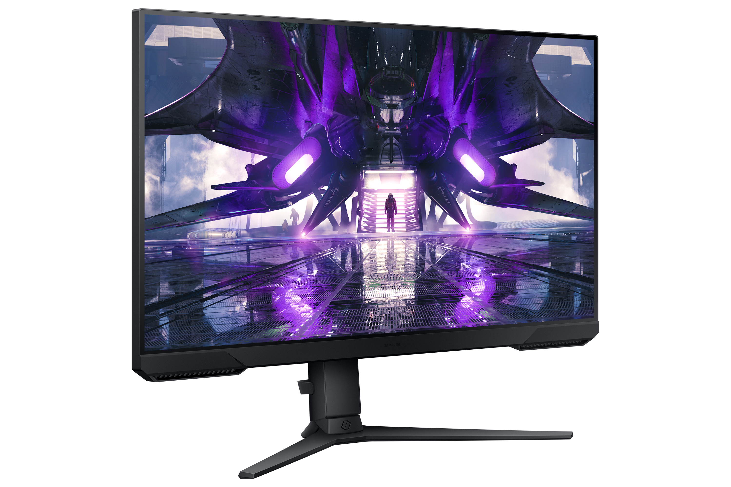 Gaming monitor, met een ruimtegevechtscène.