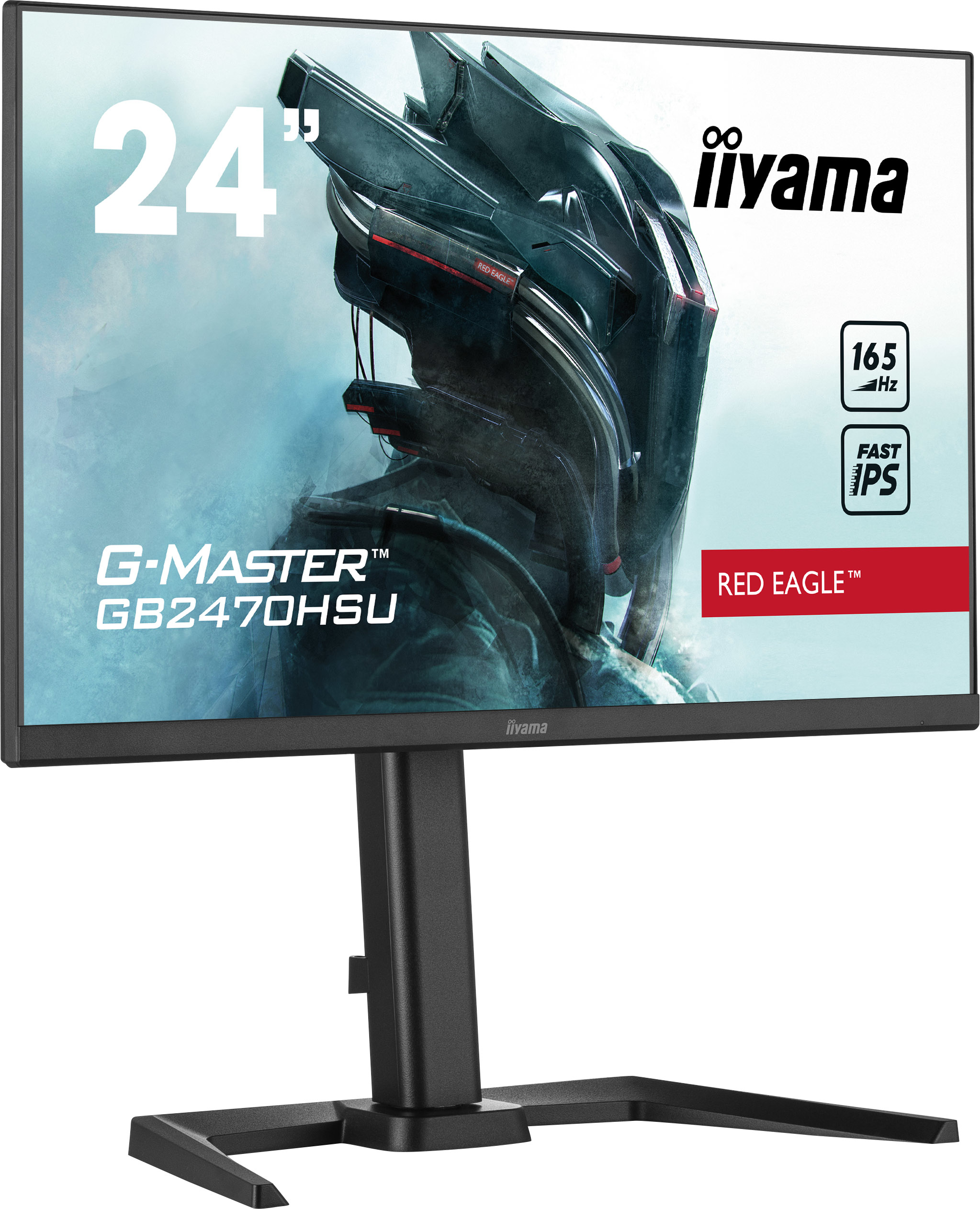 Monitor Iiyama mostrando escena de juego. G-MASTER, 24", 165 Hz, Fast IPS y Red Eagle.