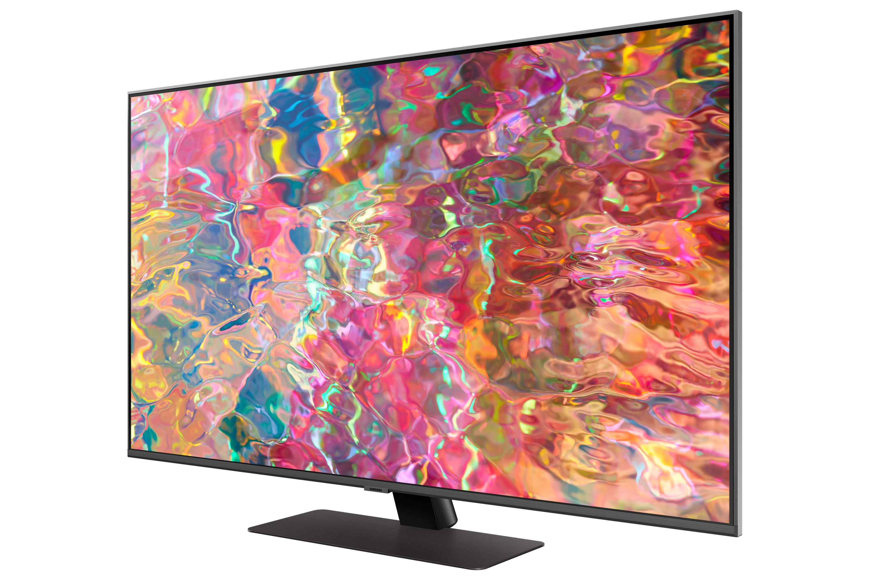 Tył monitora Dell. Jest czarny z niebieskim akcentem i podstawą.