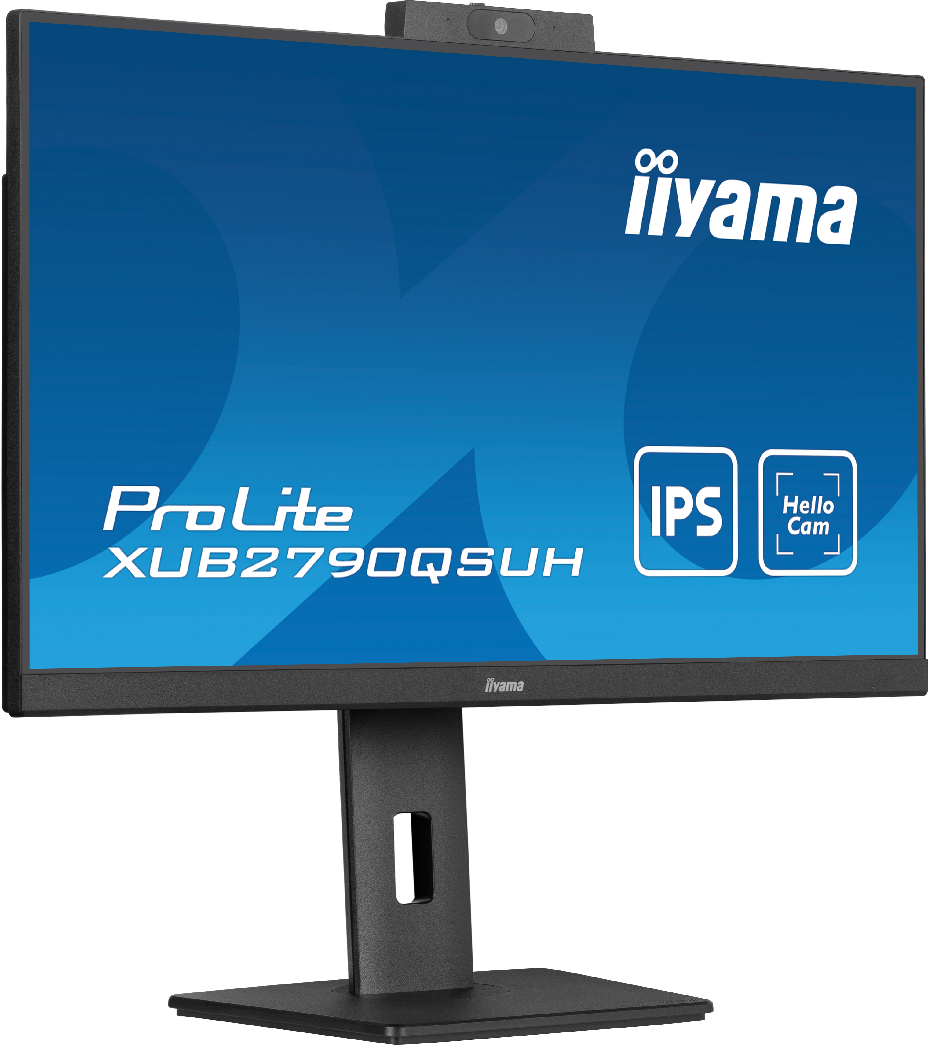 Monitor iiyama con webcam, IPS y soporte negro.