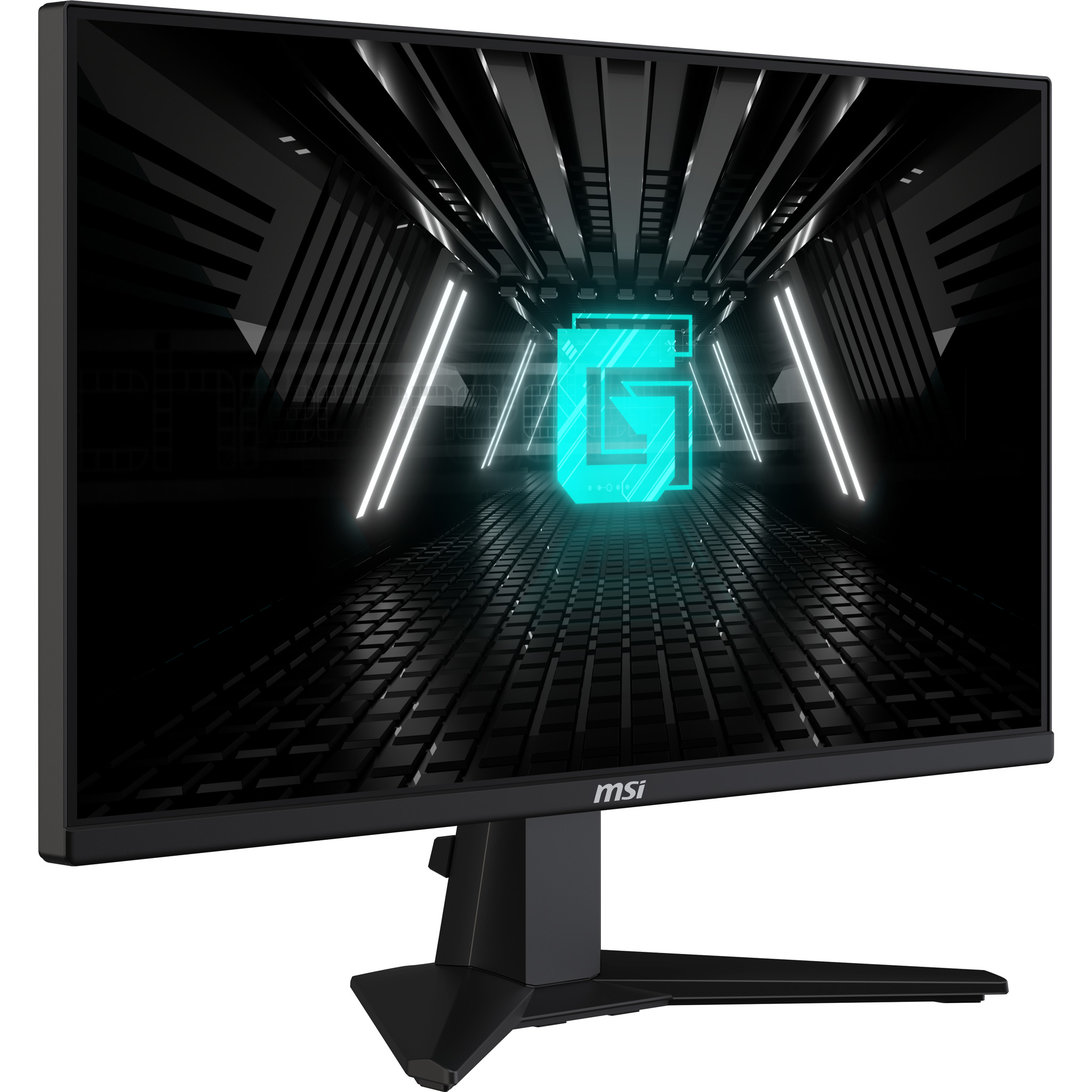 Monitor gaming MSI con grafica scura e futuristica e logo MSI.