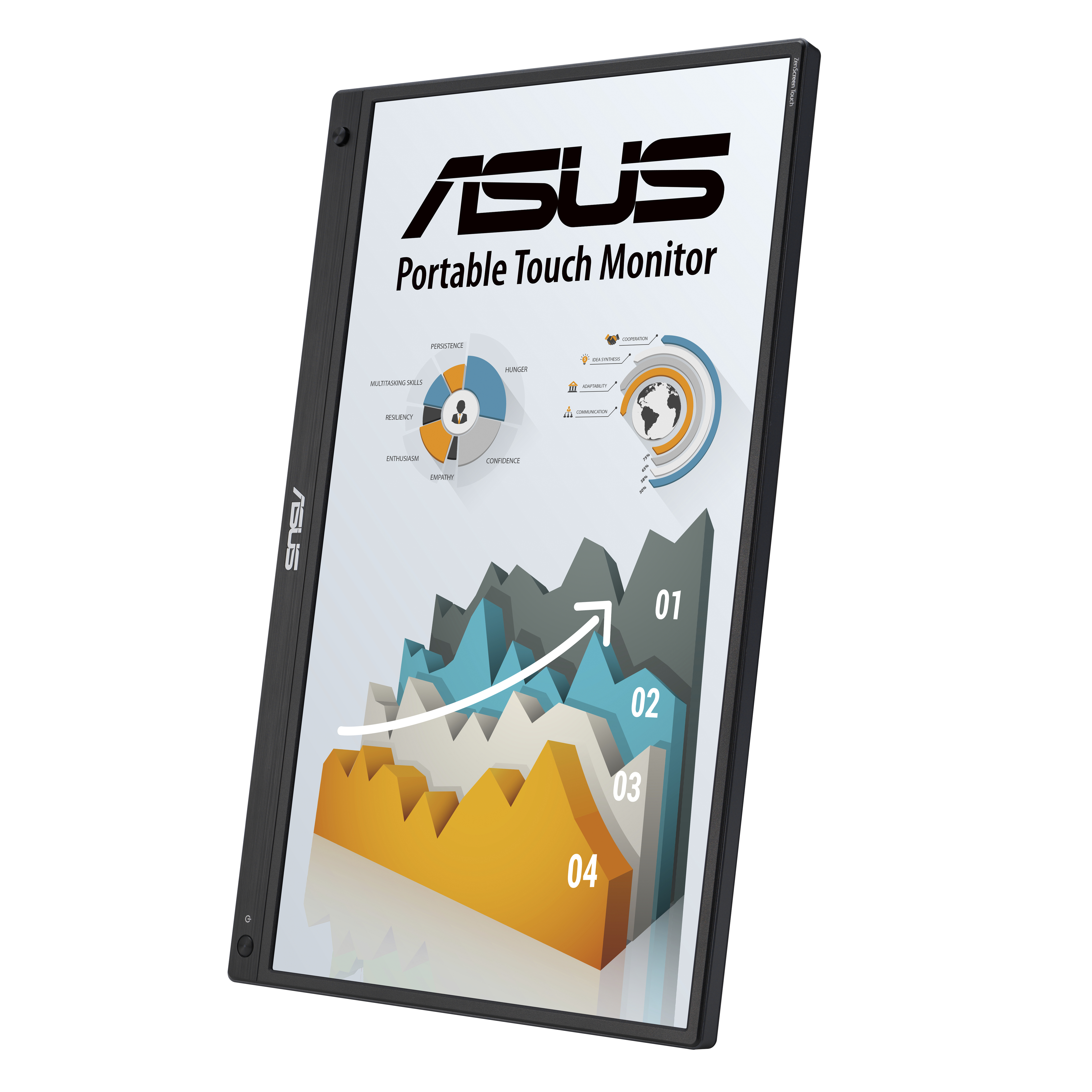 ASUS portable touch monitor. It displays a graph with data, in a white background.