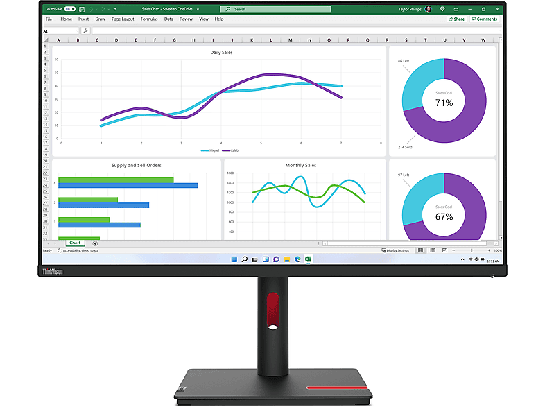 LENOVO T32h-30 31,5 Zoll QHD Monitor (6 ms Reaktionszeit , 60 Hz , 60 Hz nativ)