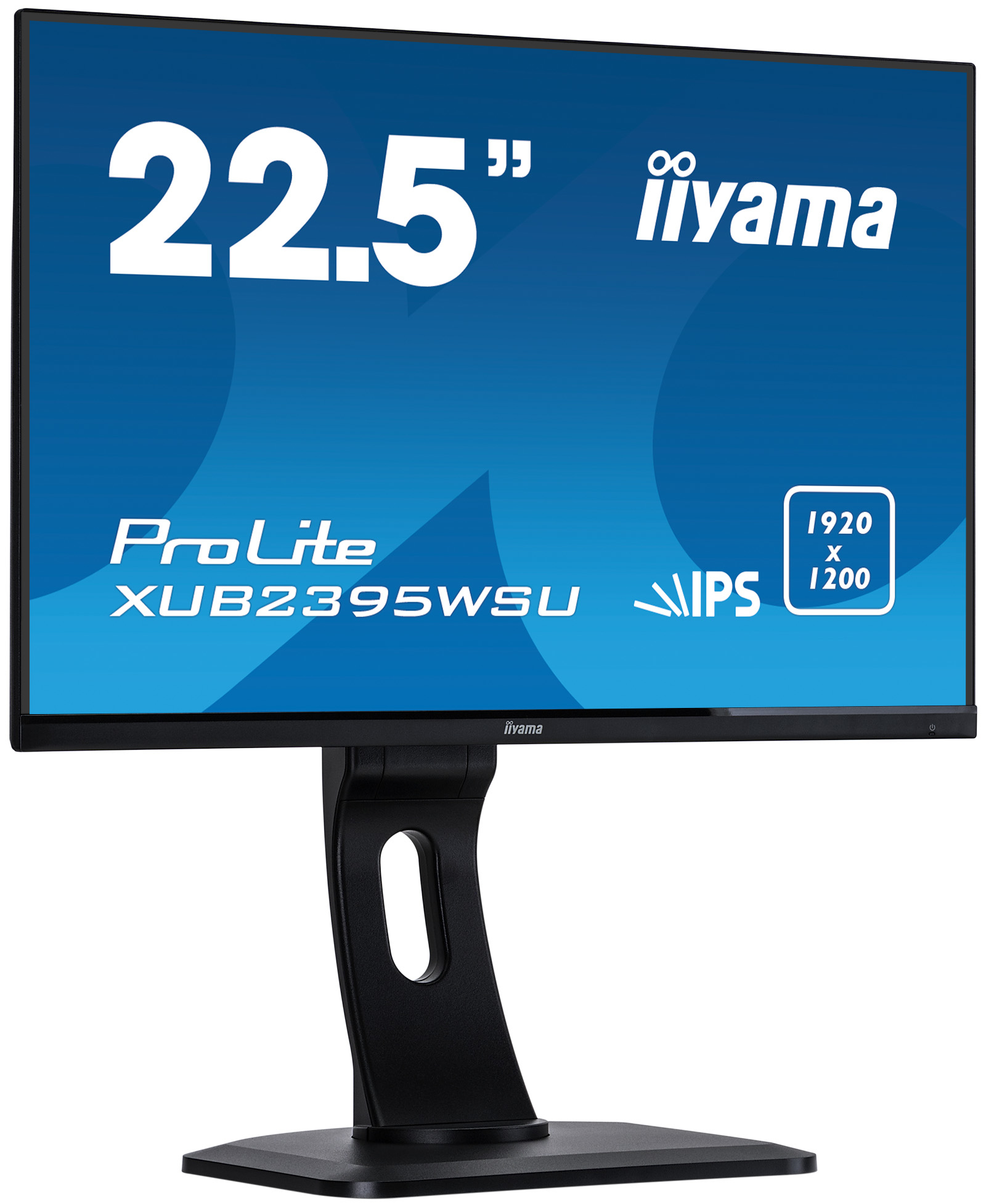 Un monitor Iiyama ProLite de 22.5", negro, con soporte y especificaciones de pantalla.