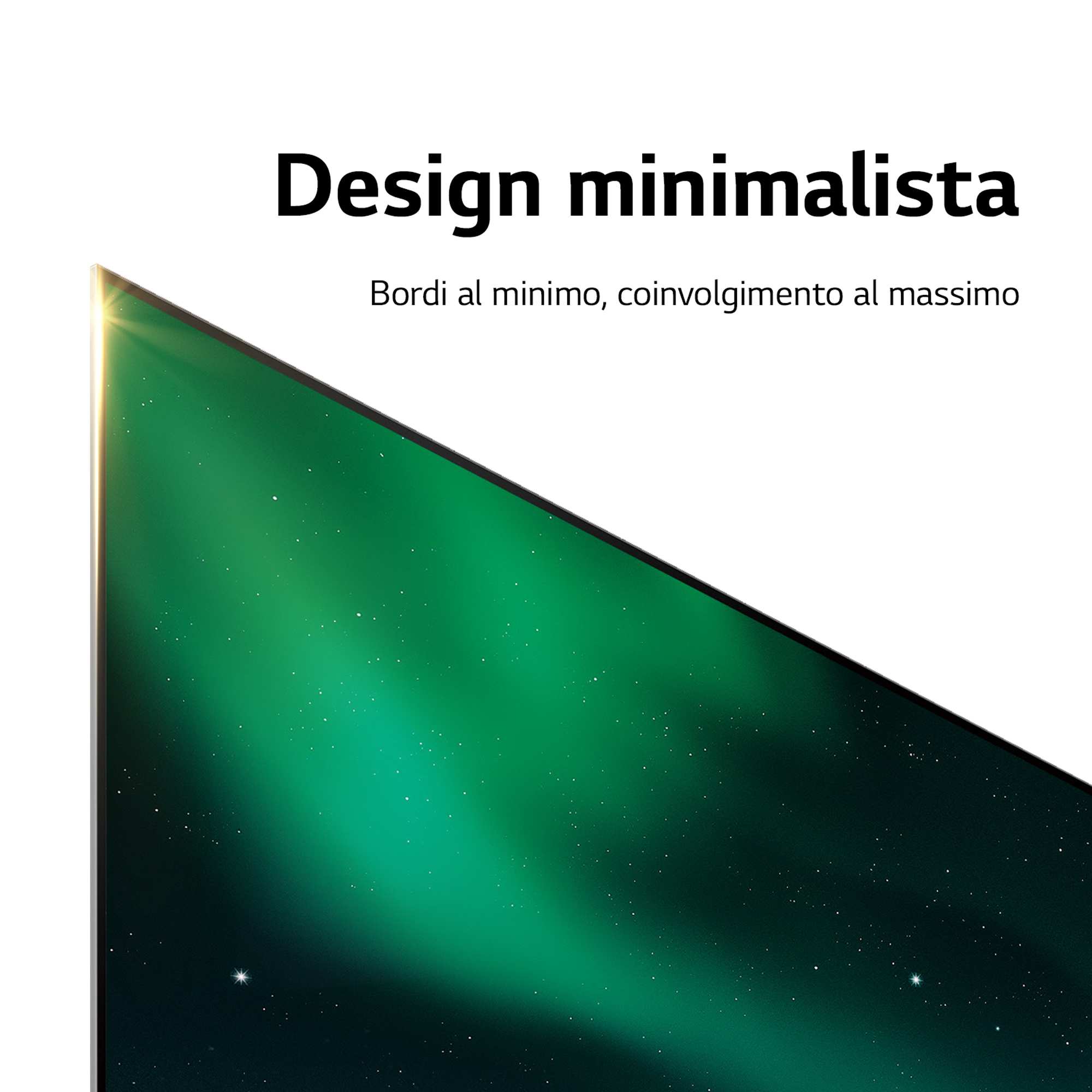 Zbliżenie rogu monitora z zielonymi i ciemnymi kolorami oraz włoskim tekstem.