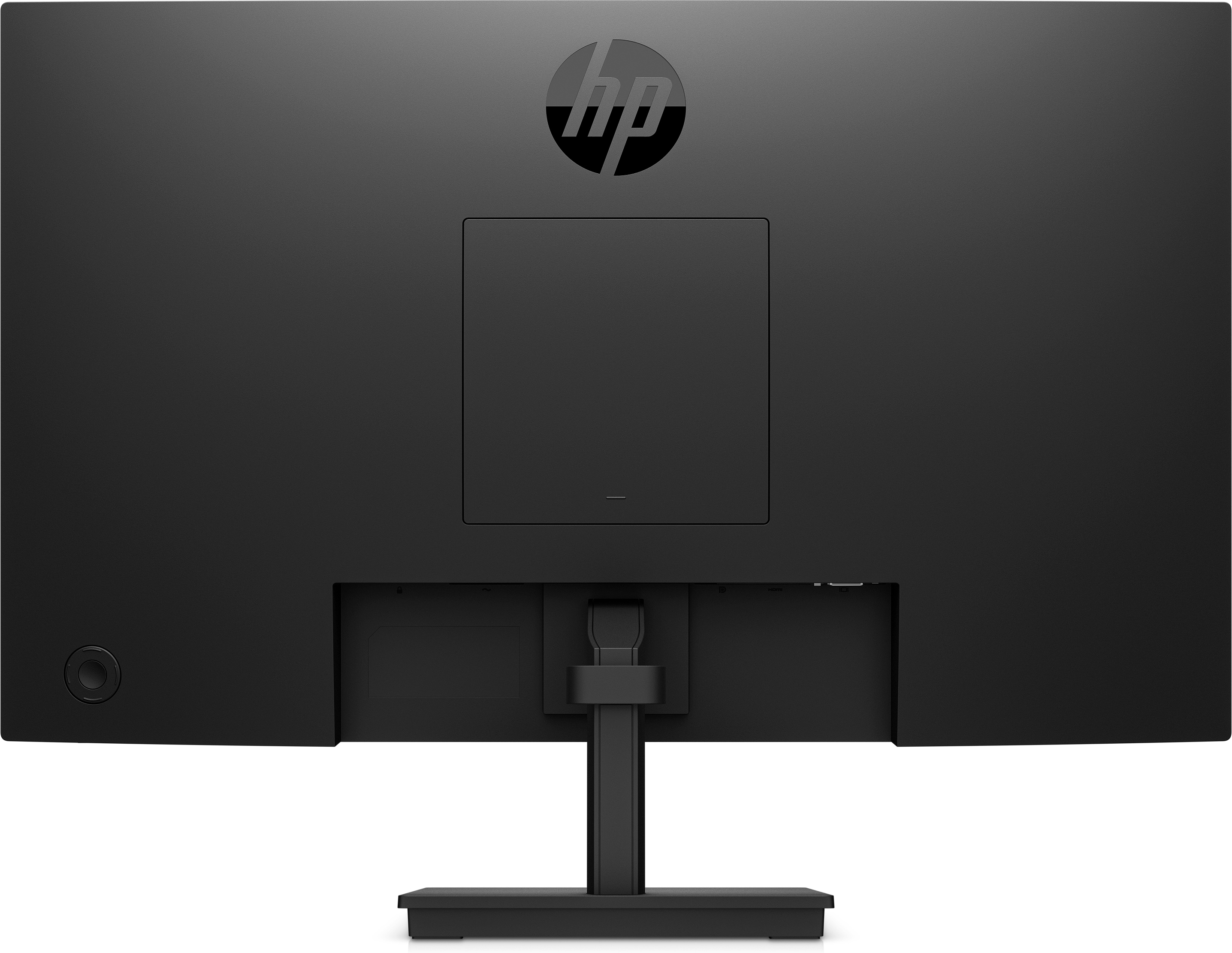 Widok z tyłu czarnego monitora HP z logo HP.