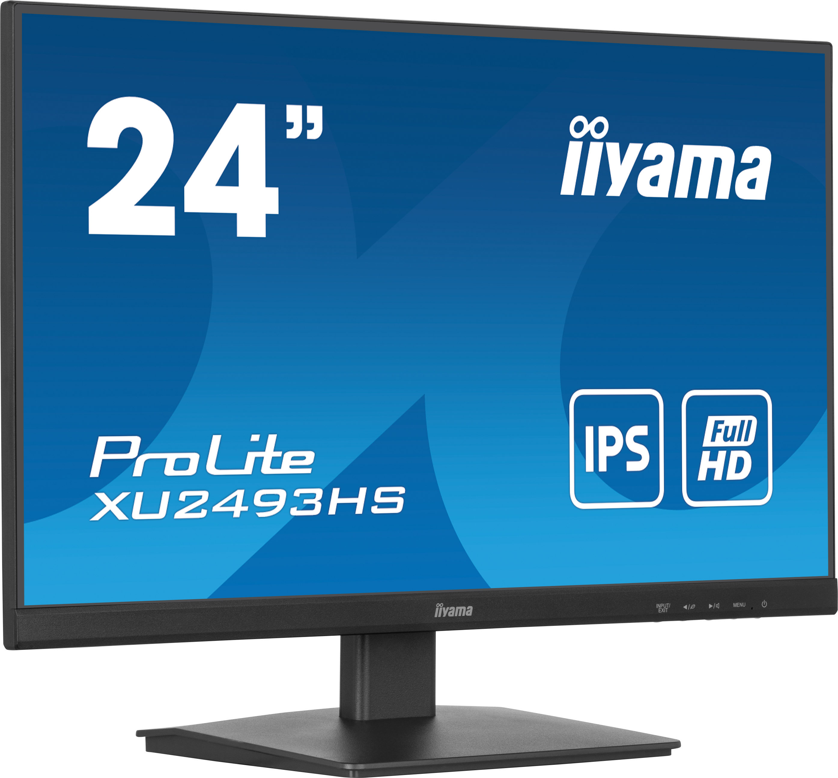 Monitor iiyama ProLite z czarną ramką, 24-calowym wyświetlaczem i rozdzielczością Full HD.
