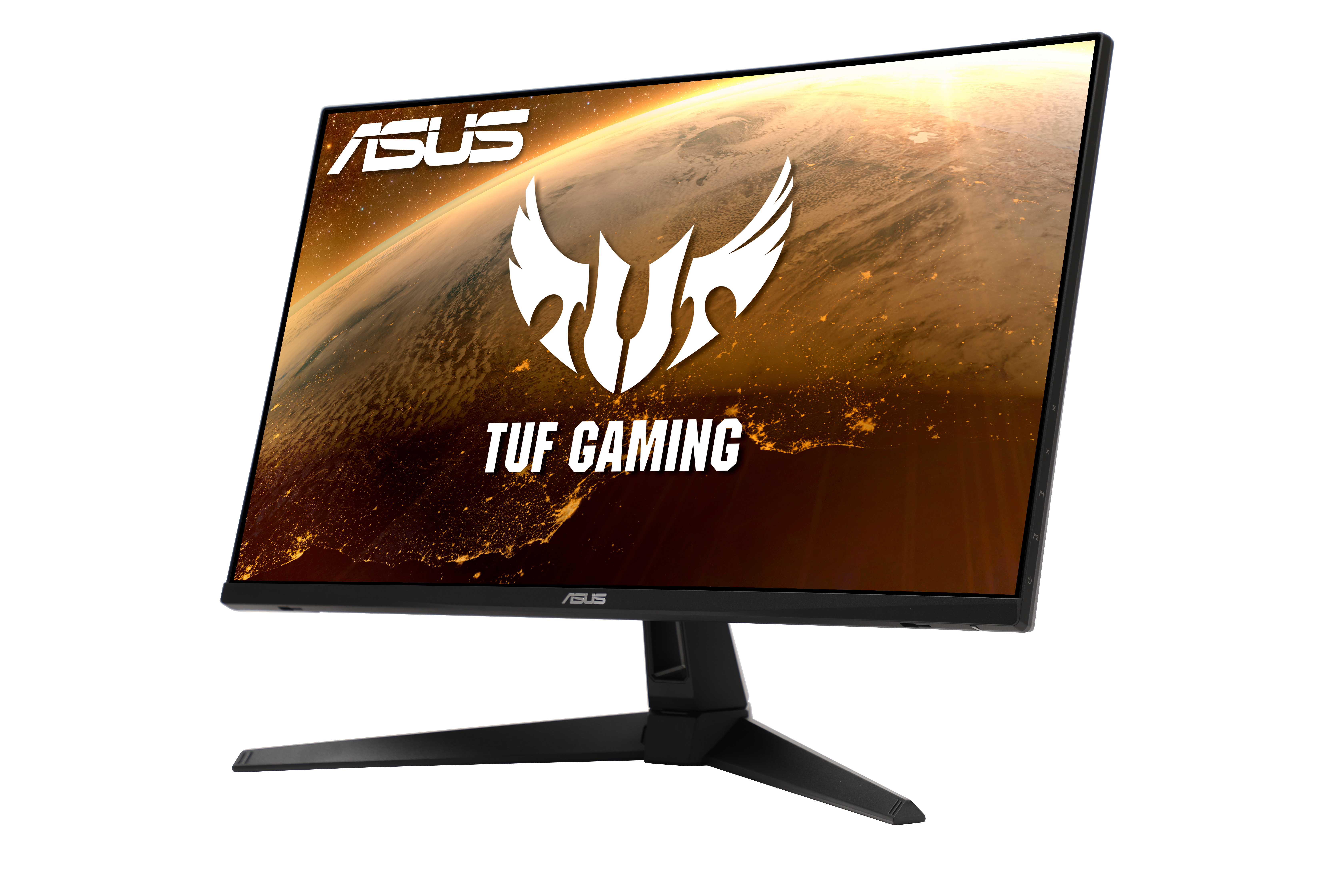 Monitor Asus TUF Gaming z logo wyświetlanym na ekranie.