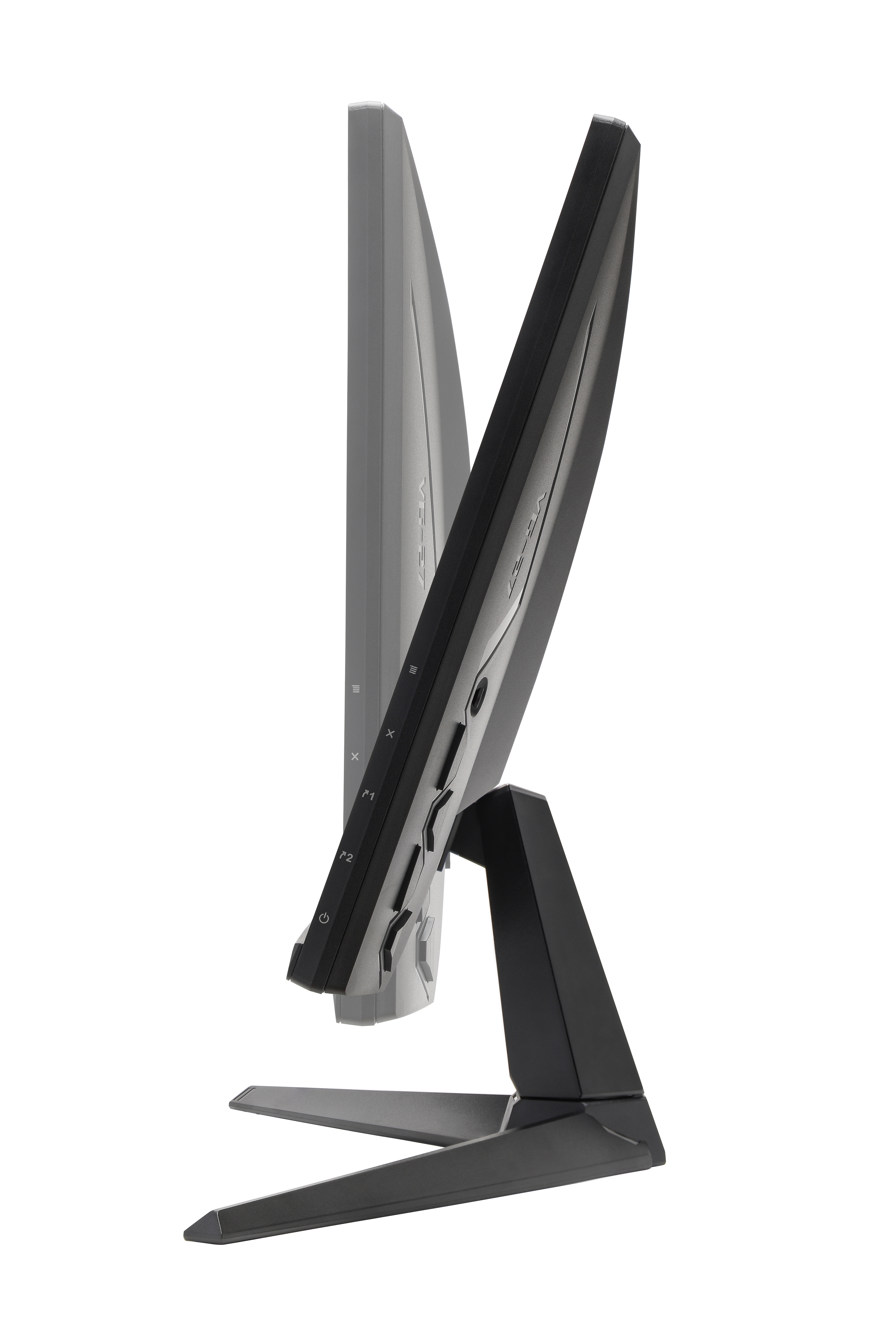 Widok z boku monitora ViewSonic, lekko pochylony.