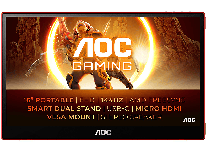 AOC 16G3-15,6"/MOB/FHD/144 HZ/LS 15,6 Zoll Full-HD Monitor (4 ms Reaktionszeit , 144 Hz , 60 Hz nativ)
