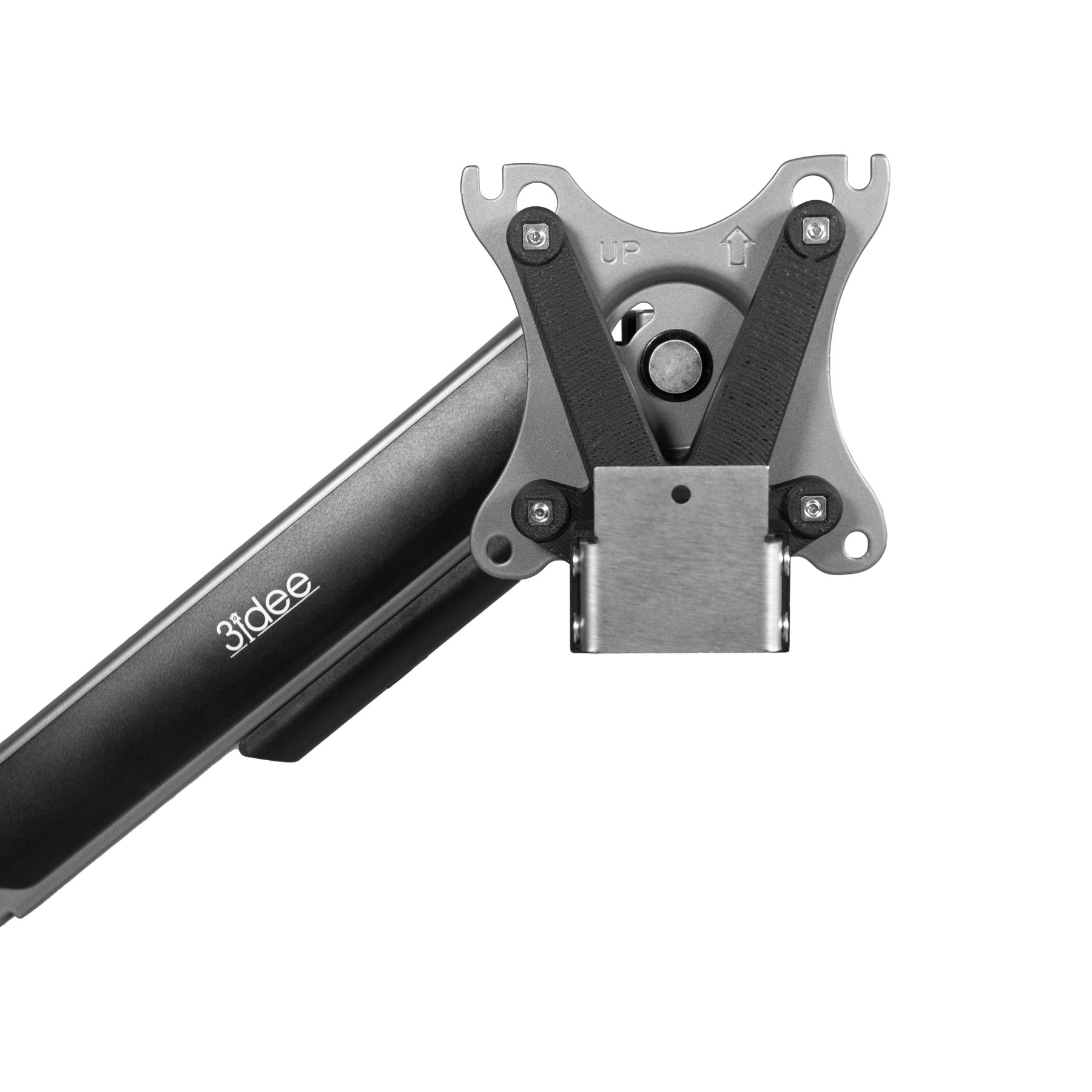 Monitorarm mit Metallbasis und Arm. 3idee-Logo sichtbar.