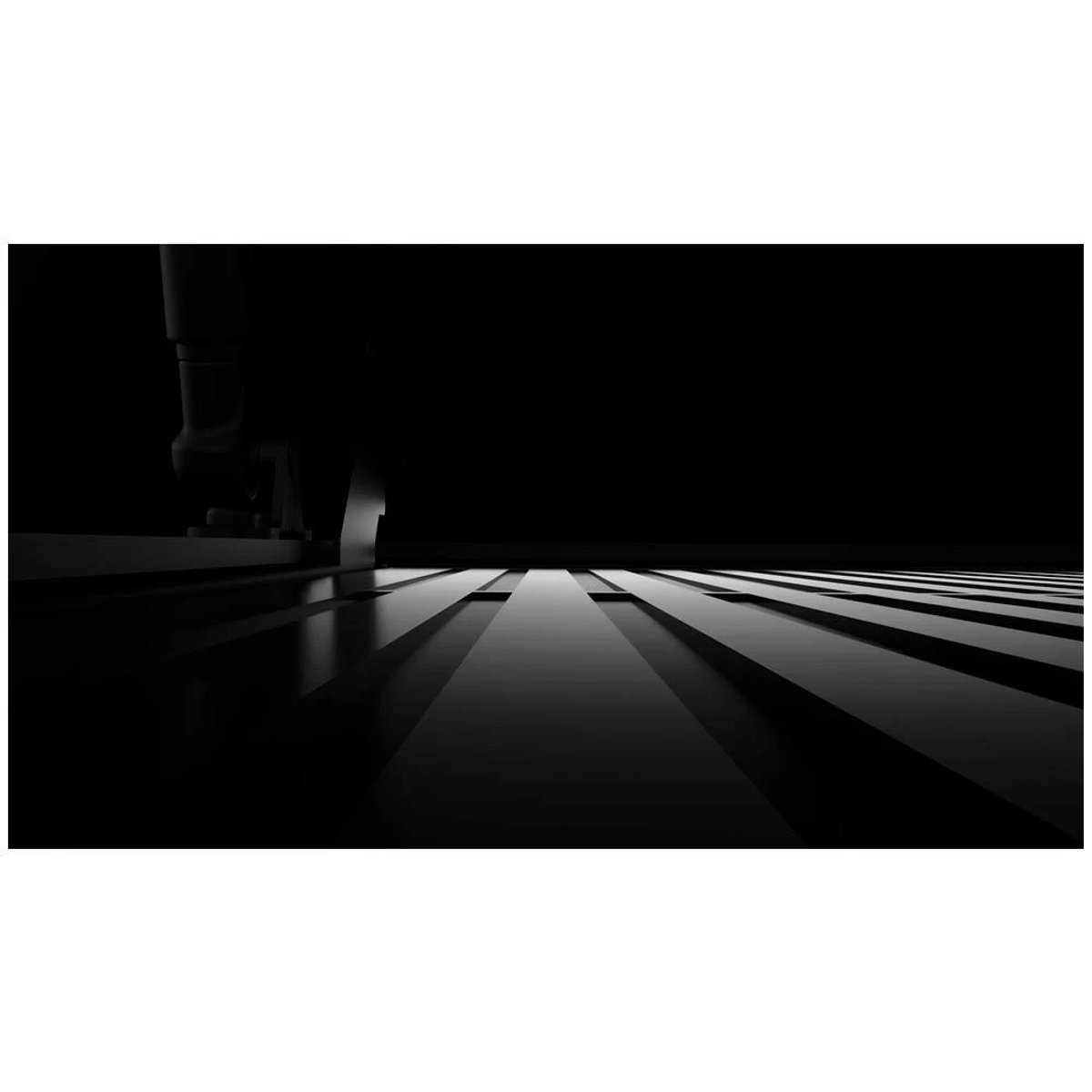 Imagen oscura y abstracta con líneas negras sobre fondo negro, sombras.