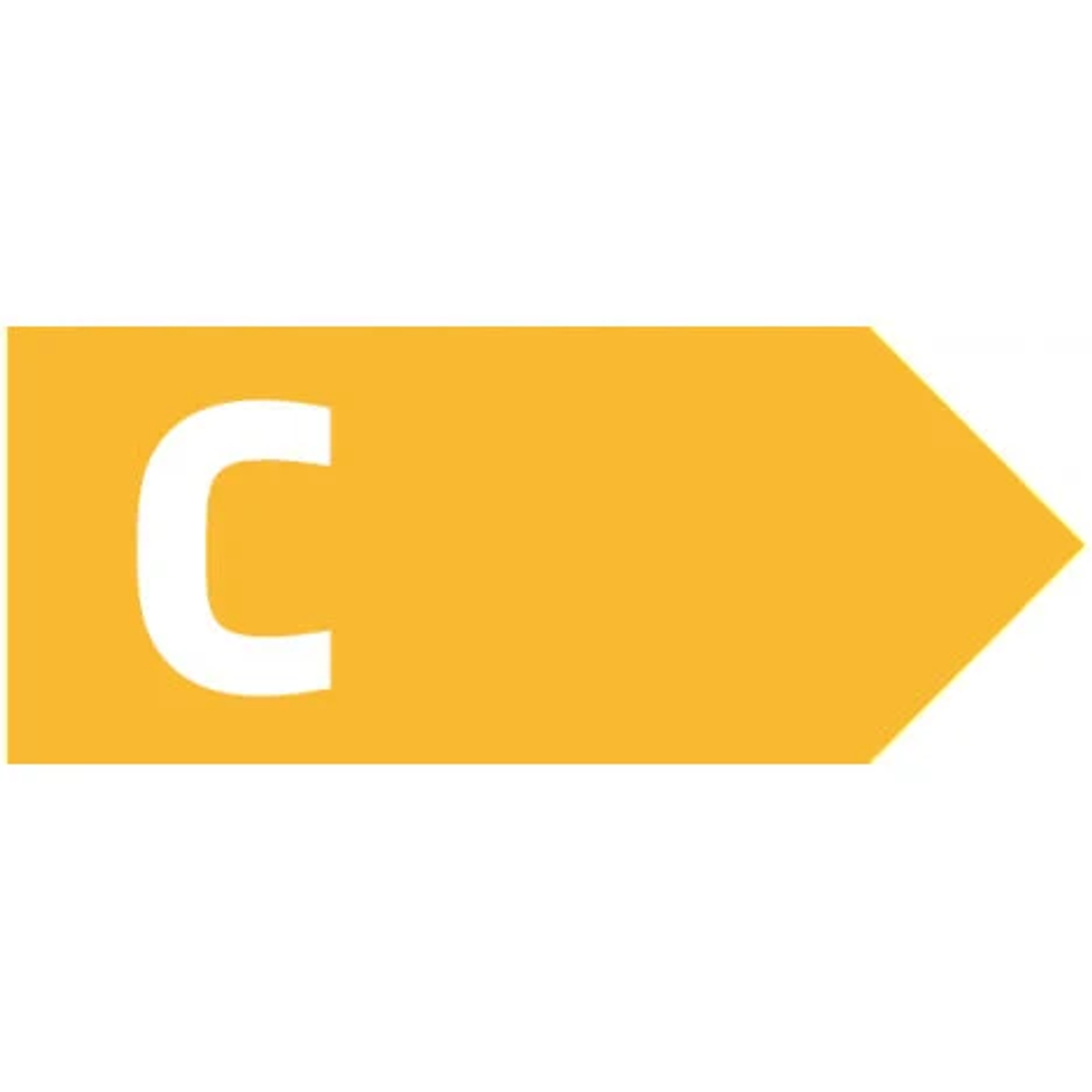 Etiqueta energética en forma de flecha con la letra 'C' dentro de una forma amarilla que apunta a la derecha.