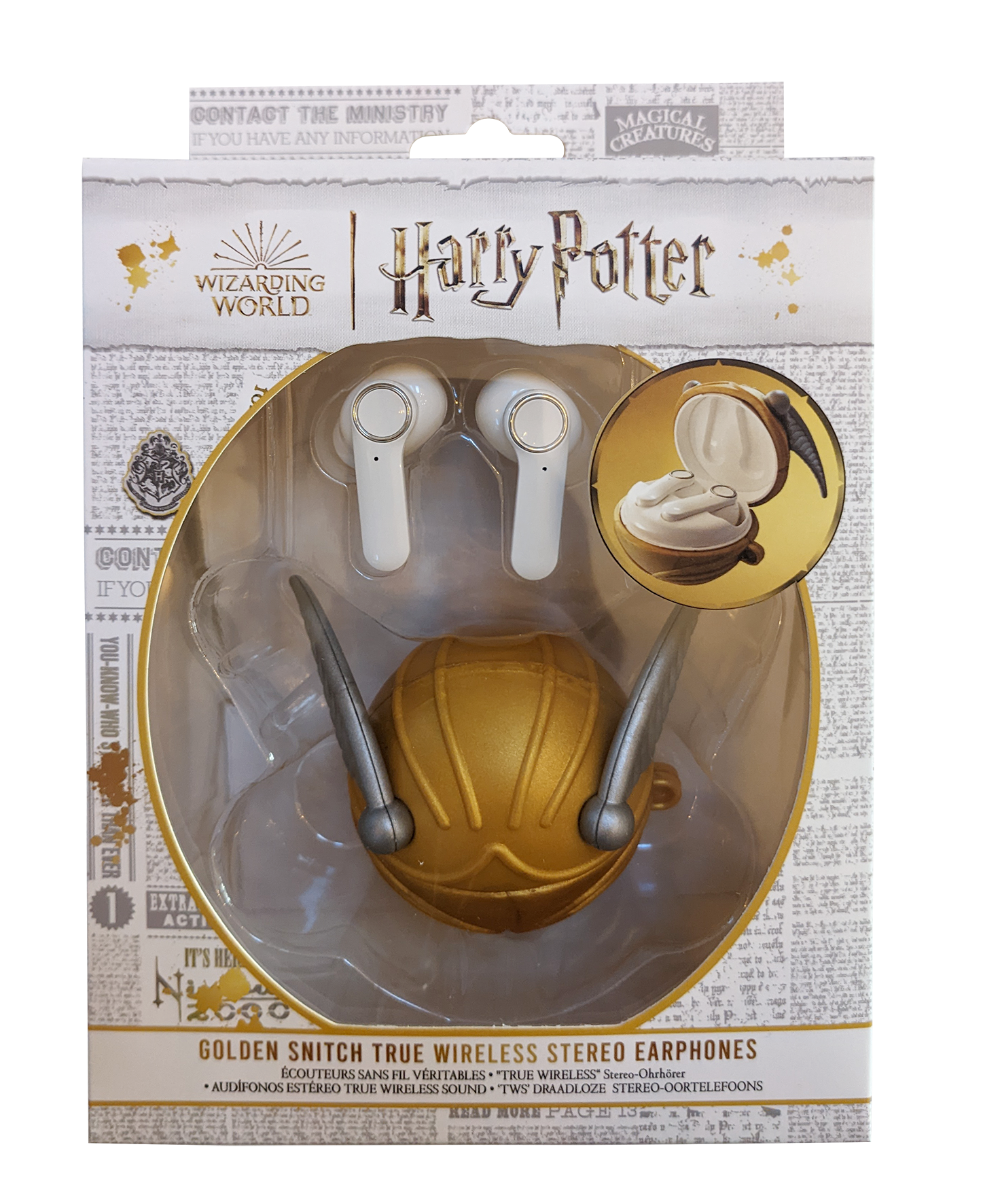 Scatola con auricolari Harry Potter Golden Snitch.
