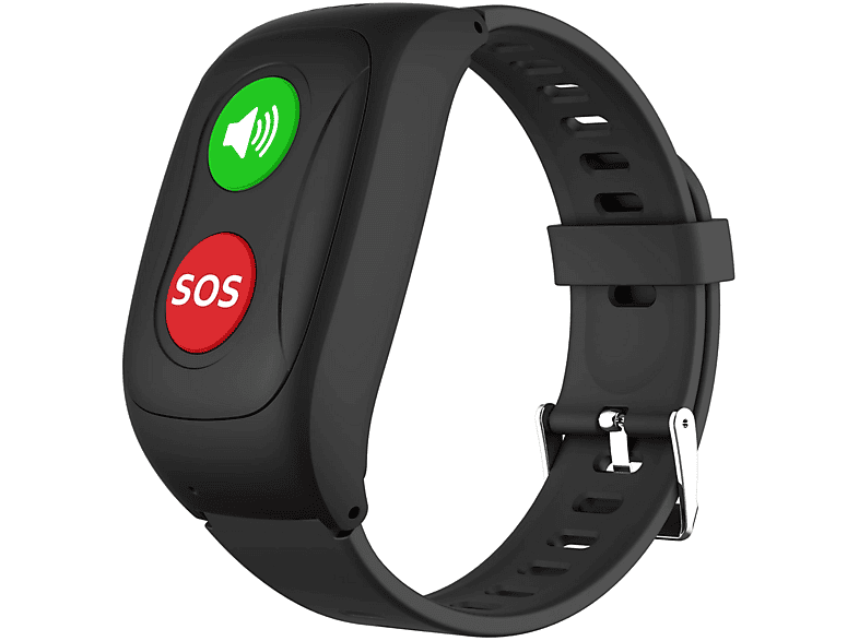 NIKUTRAX Notrufarmband NPA66S Vital Senioren Smartwatch Kunststoff Silikon, Schwarz