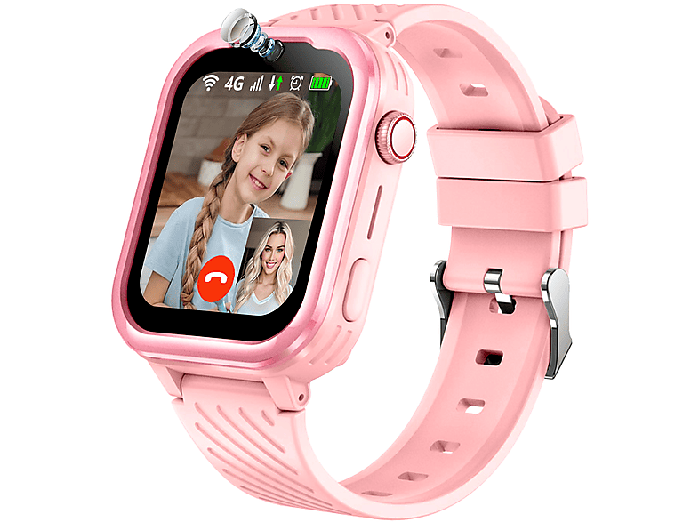RALIO D39 Kinder Smartwatch Silikon, 240 mm, Rosa/Blau/Schwarz/Grau