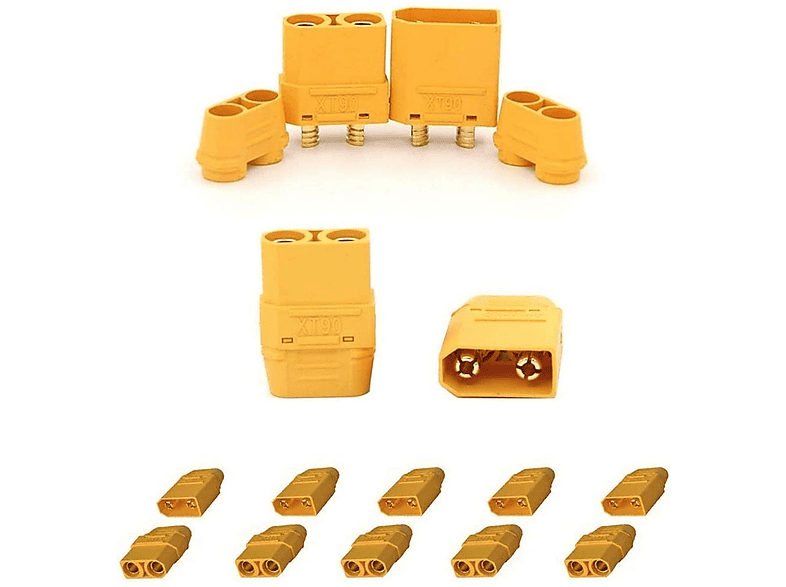 Pack De 5 Pares De Conectores XT90E-M Y XT90H Para Baterías Lipo – Alta Corriente Para Drones Y Coches RC