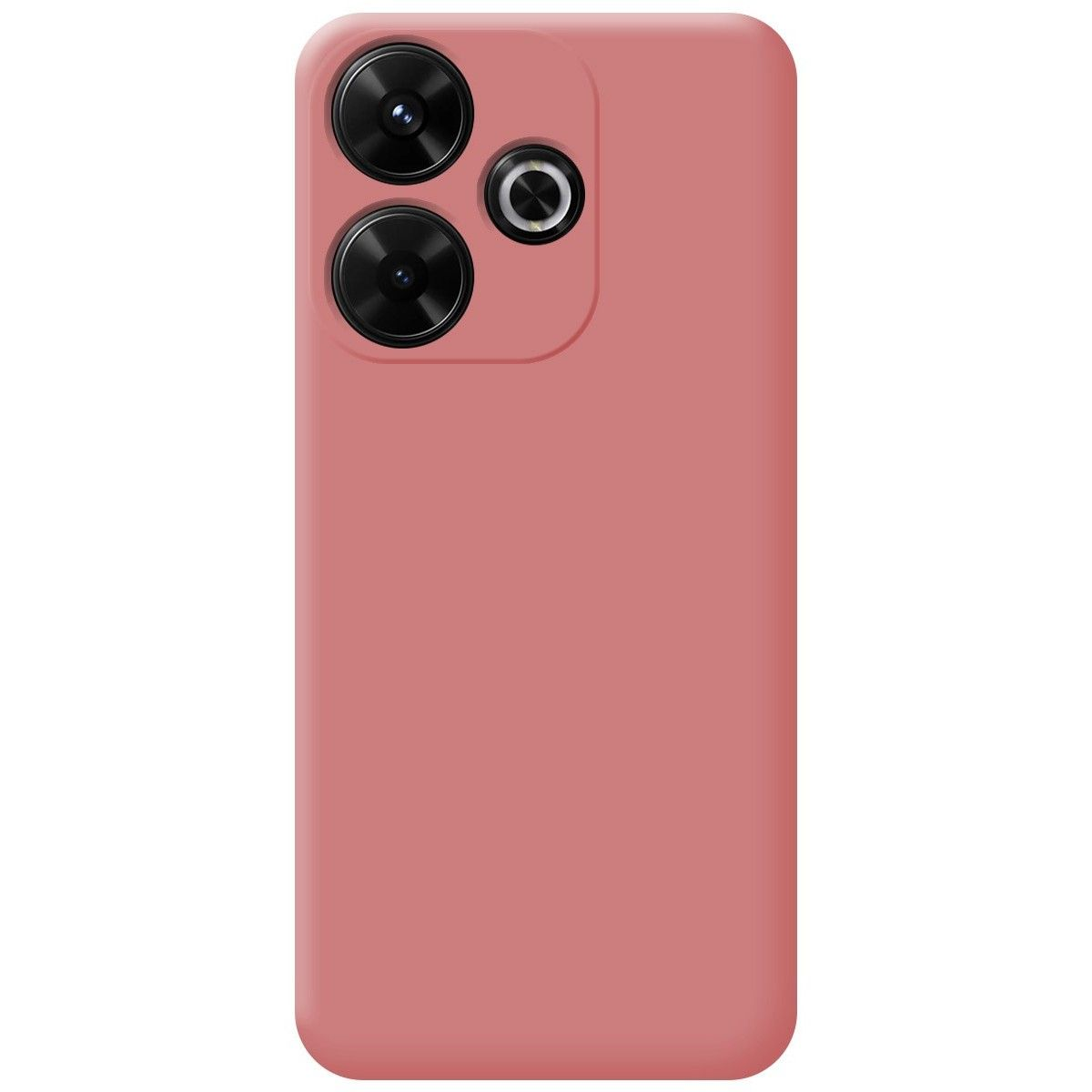 Custodia per telefono rosa con tre fotocamere posteriori.