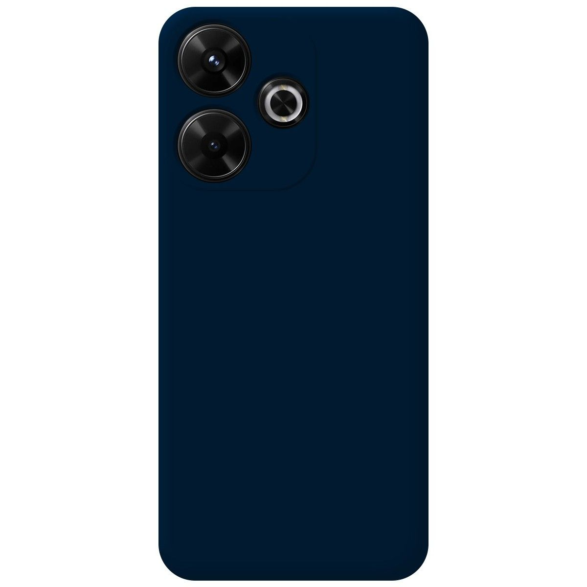 Uno smartphone. Ha una cover posteriore blu scuro. La fotocamera è in alto a sinistra.