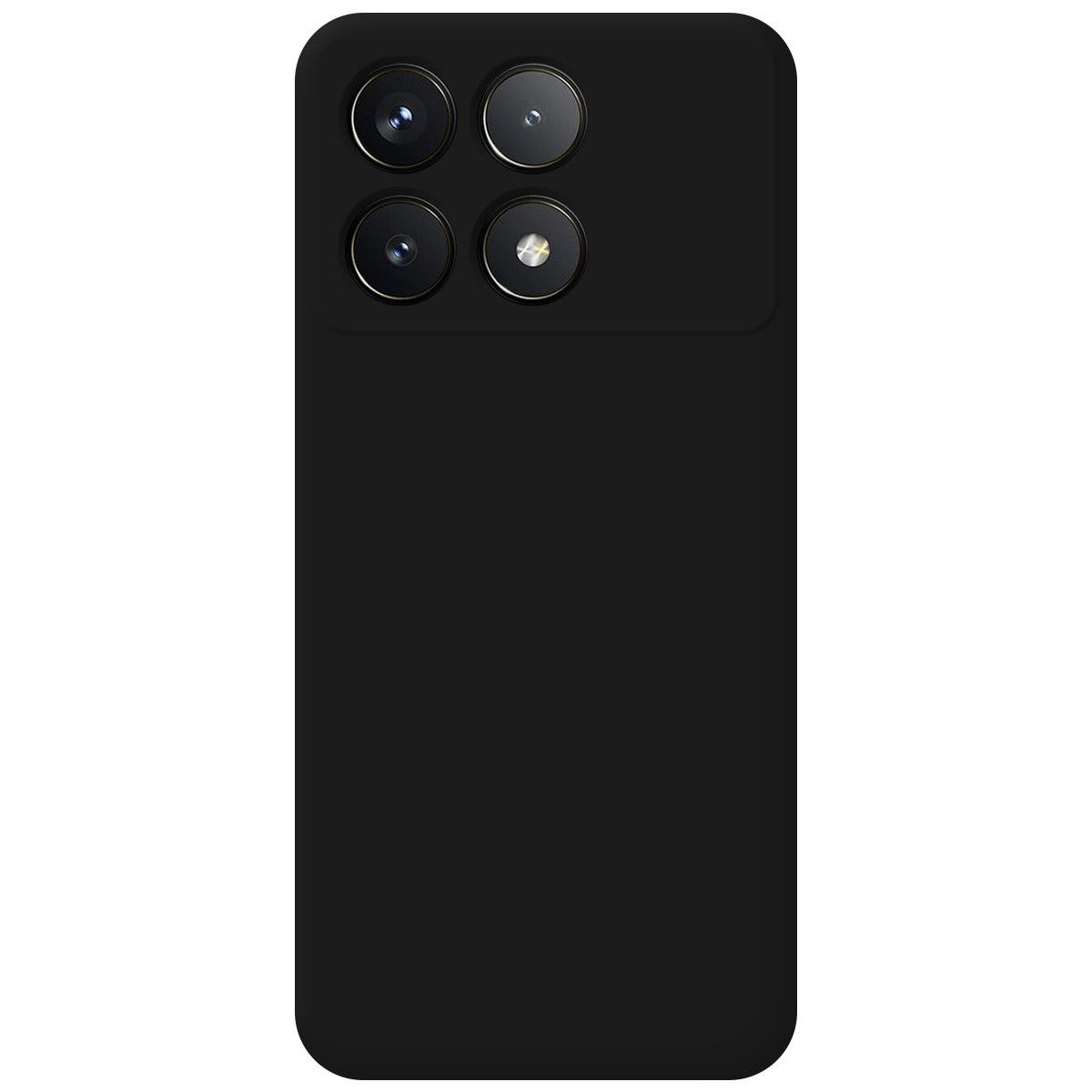 Custodia nera per telefono. Dispone di un modulo fotocamera con quattro lenti.