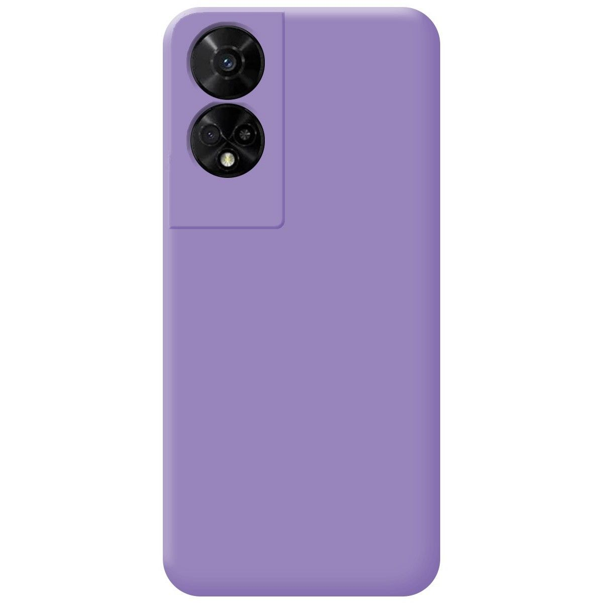 Funda de teléfono morada con dos lentes de cámara.