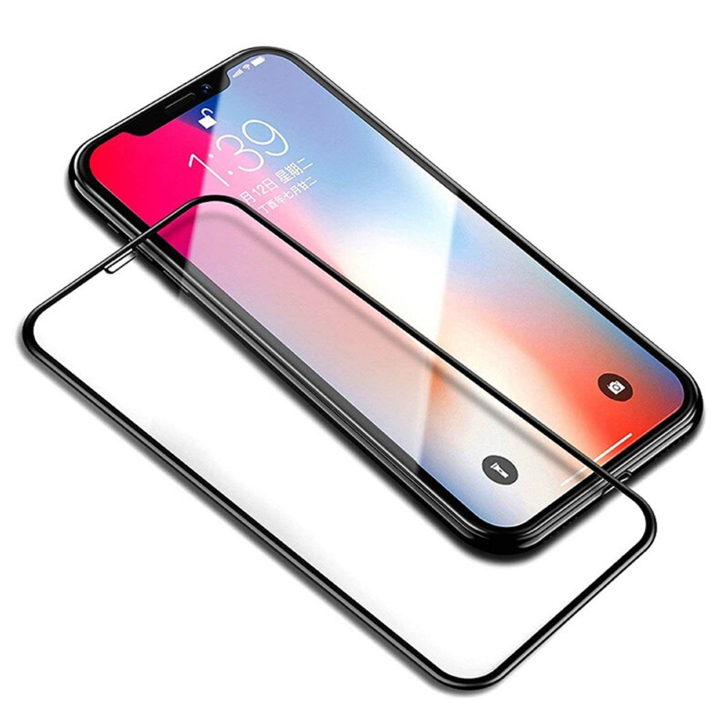 Ein Smartphone mit angebrachter Displayschutzfolie. Der Bildschirm zeigt ein Bild an. Der Schutz ist transparent und passt zum Telefon.