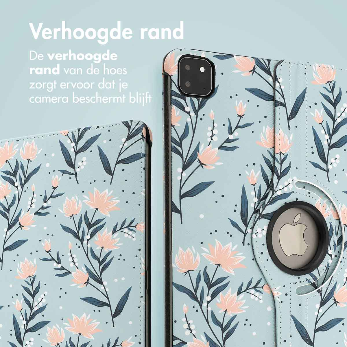 Tablet case detail showing the raised edge around the camera with a floral design.
