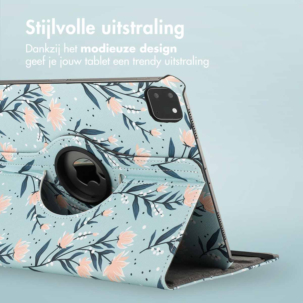 Tablet case with floral design, showing a front view.