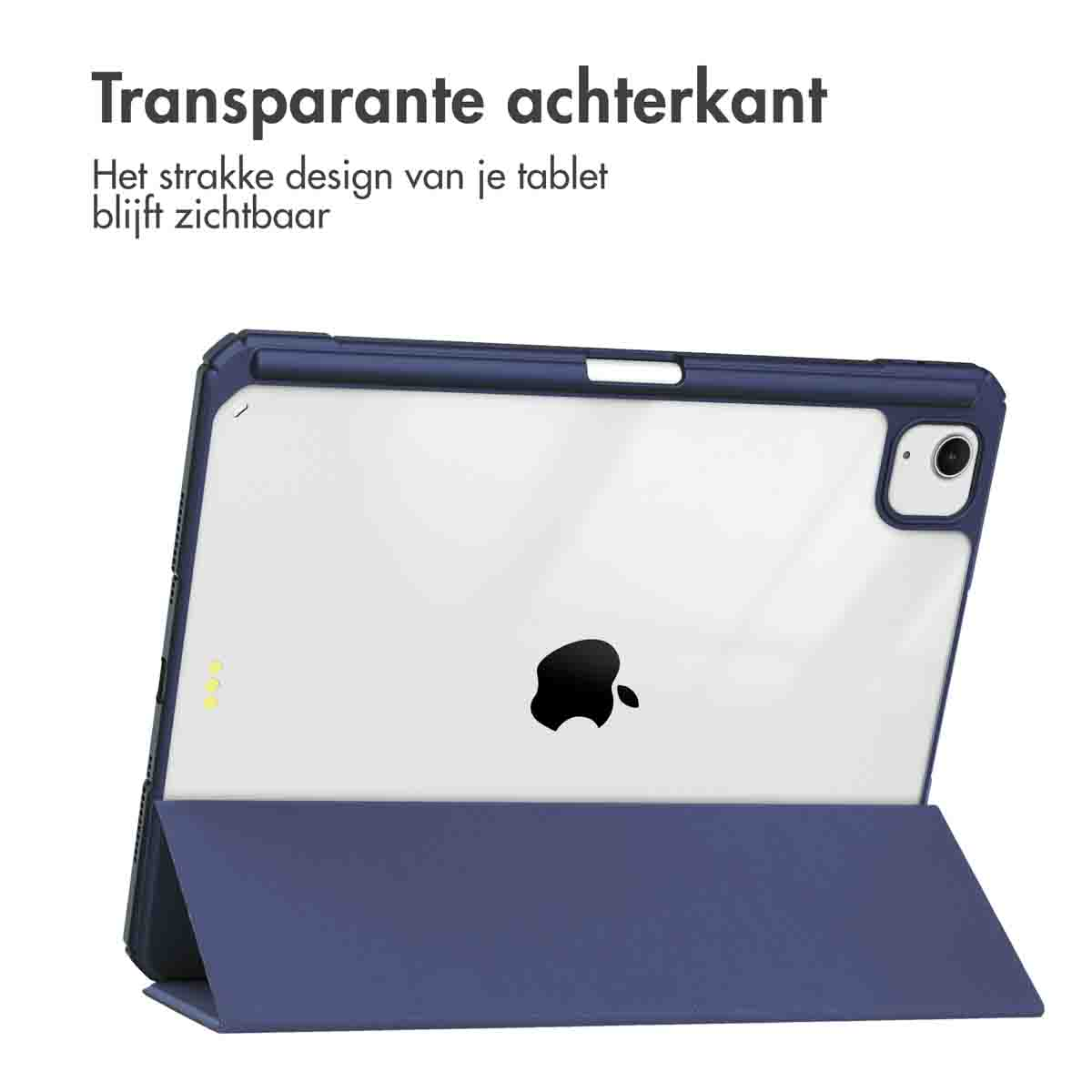 Tablet case with a transparent back. The sleek design of the tablet remains visible.