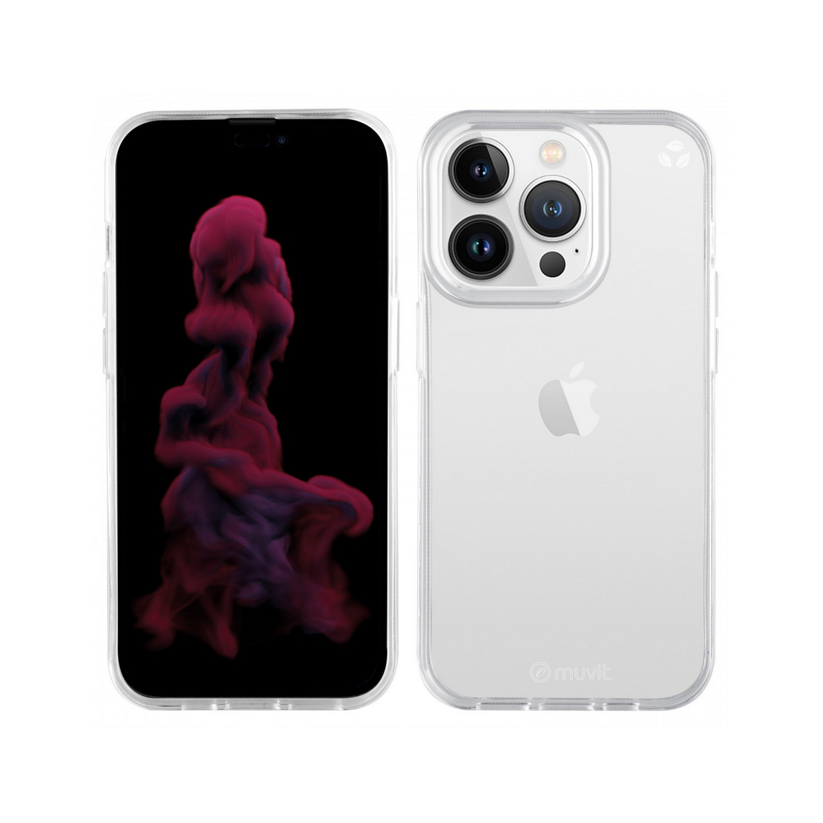 Dos fundas de iPhone, una a la izquierda y otra a la derecha. La izquierda tiene un diseño rojo.