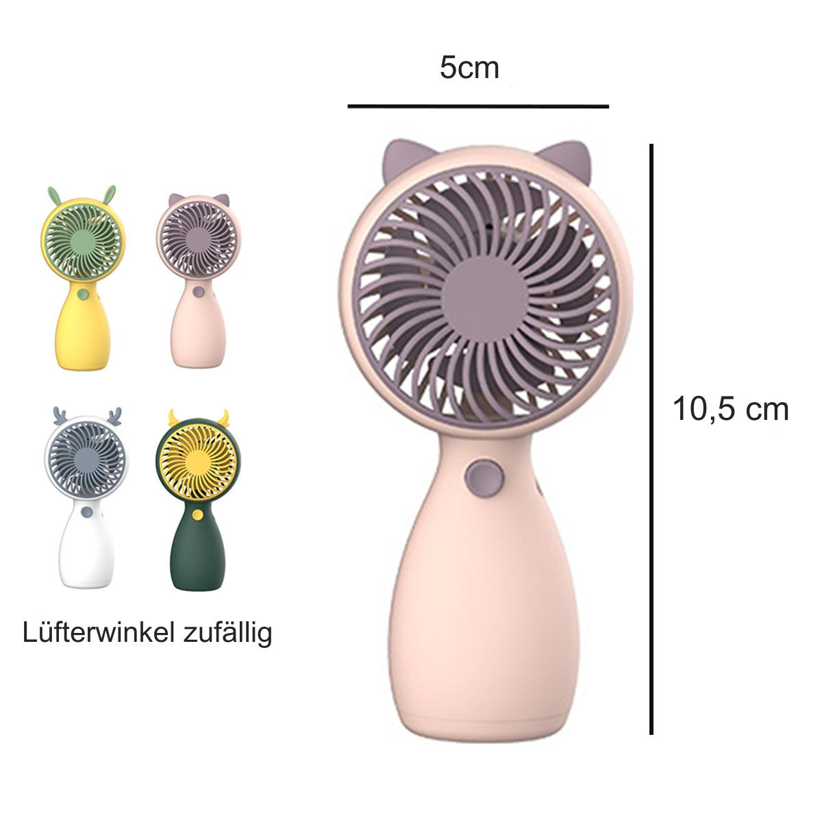 Mehrere kleine tragbare Ventilatoren in verschiedenen Farben und Formen.