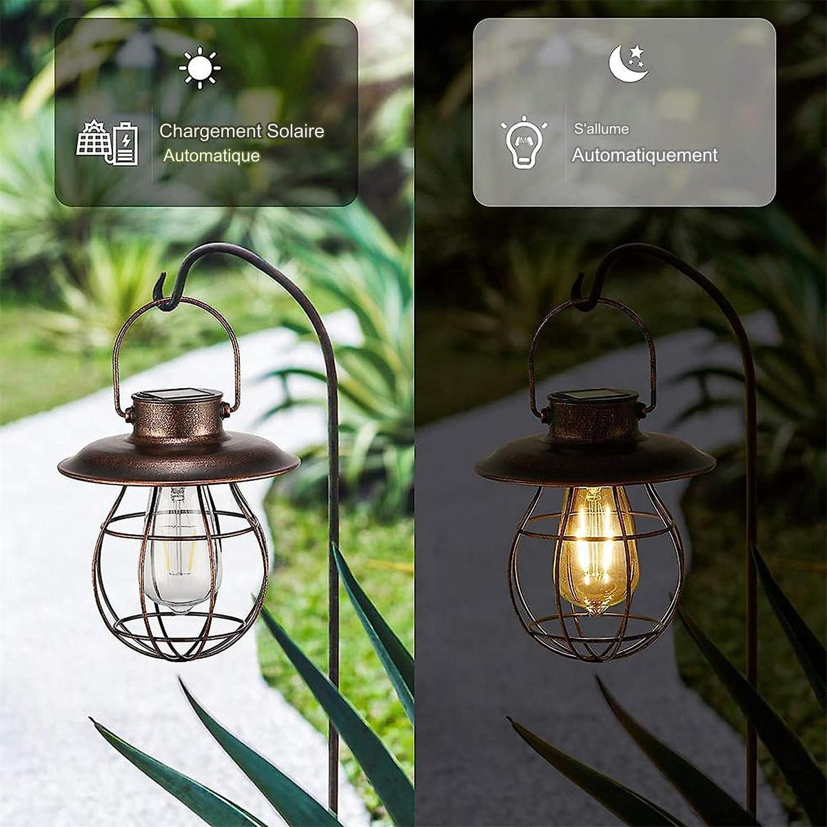 Laternen für draußen mit Solaraufladung und automatischer Lichtaktivierung, Tag und Nacht.