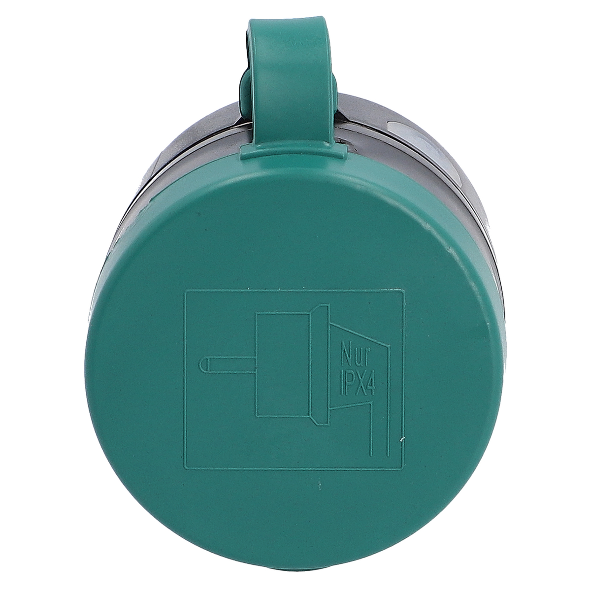 Ein grüner elektrischer Stecker mit IPX4-Bewertung.