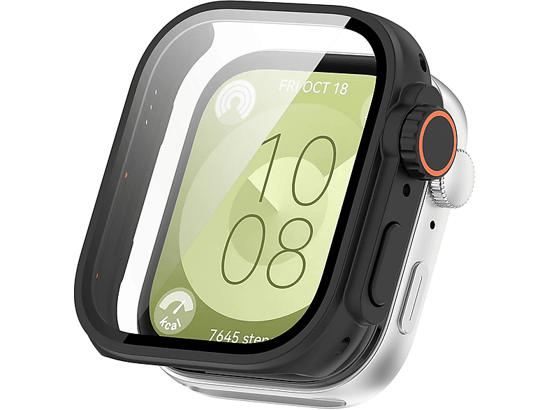 WIGENTO Kunststoff Design Hülle + H9 Hart Glas Watch Schutz Hülle (für Huawei Watch Fit 3)