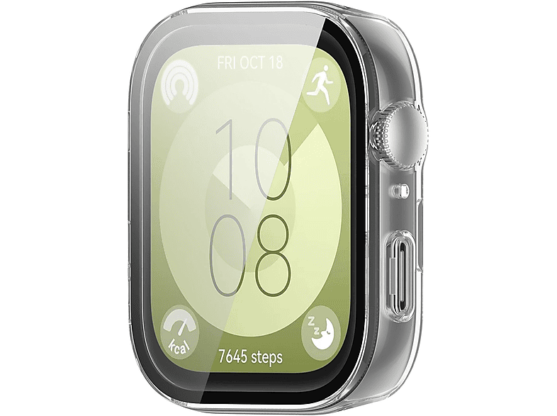 WIGENTO Kunststoff Design Hülle + H9 Hart Glas Watch Schutz Hülle (für Huawei Watch Fit 3)