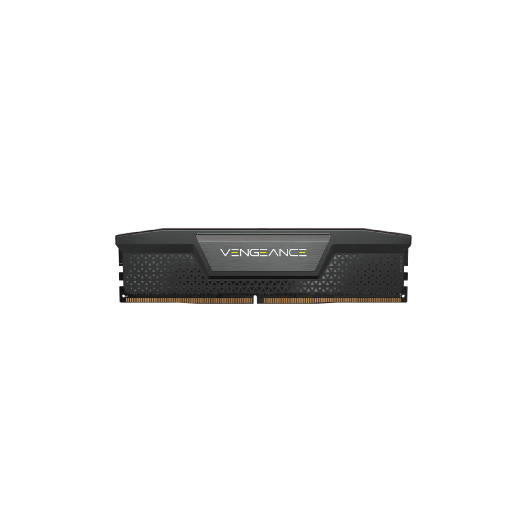 Black RAM memory stick with the word 'VENGEANCE' in silver. The background is white.