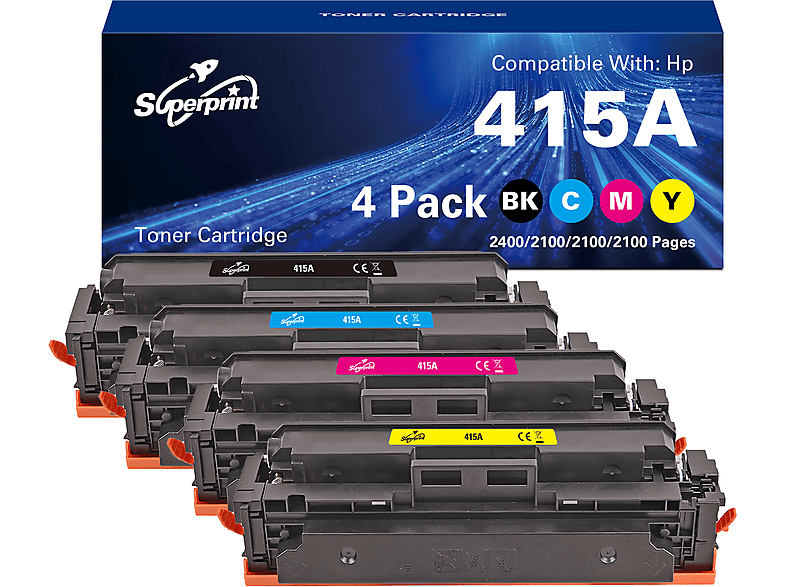 Aztech 415A Cartouche de Toner Compatible pour HP 415A W2030A 415X 415 Color Laserjet Pro MFP