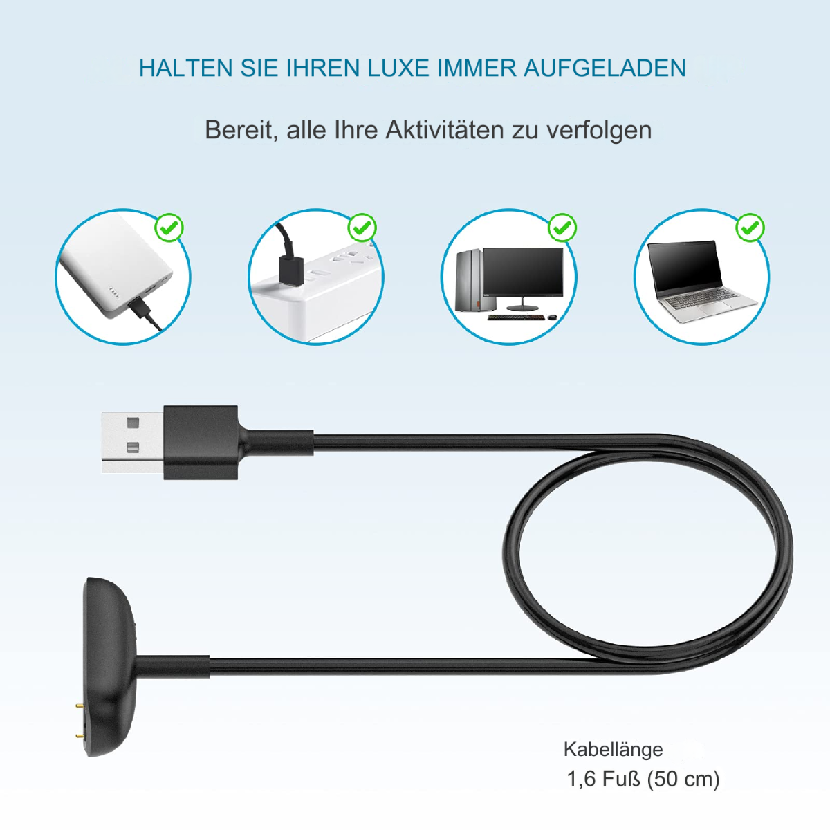 Schwarzes Ladekabel mit USB- und Geräteanschluss. Gegenstände zum Aufladen. Schwarzer Hintergrund.