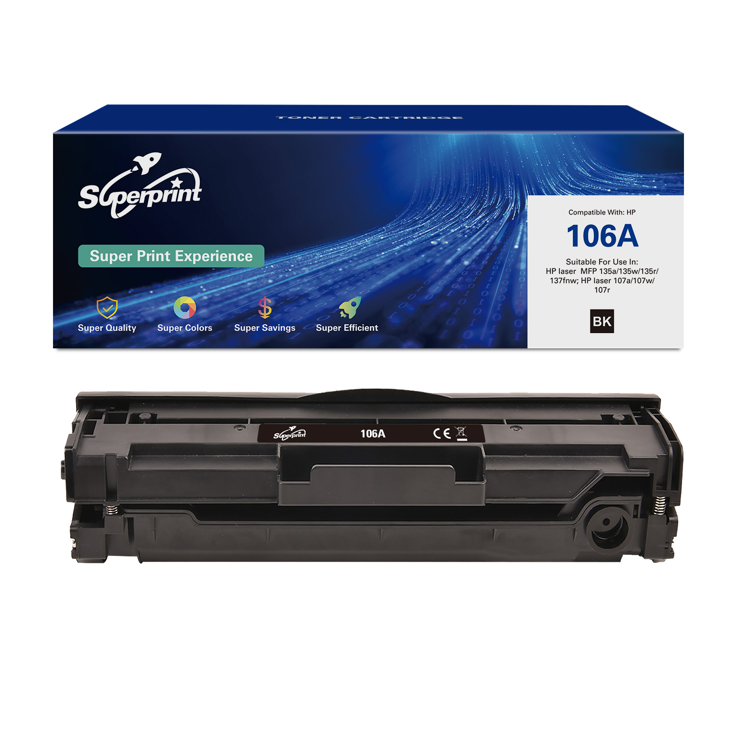 Tonercartridge doos en cartridge; zwart, merk Superprint.